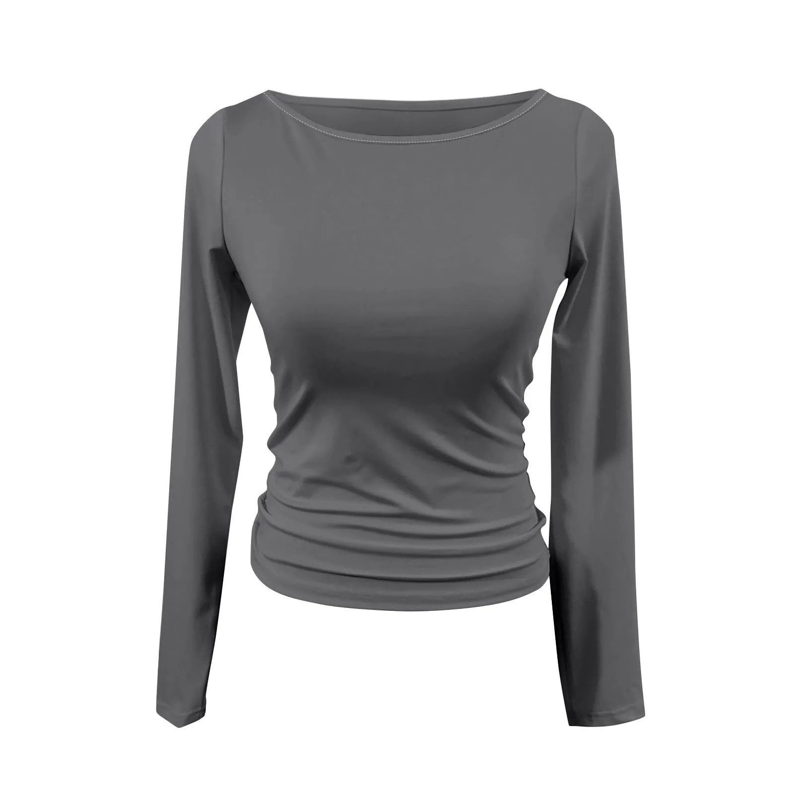 MOKBAY Maglia Donna Slim Fit Manica Lunga Tinta Unita L - immagine 4