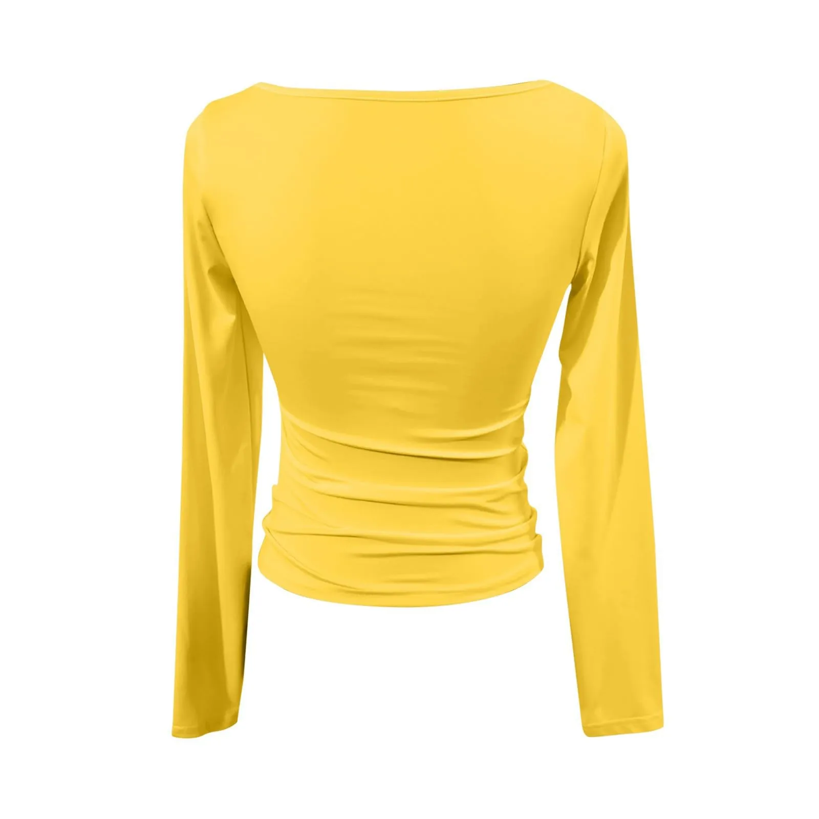 MOKBAY Maglie Donna Basic Slim Fit Tinta Unita Manica Lunga Cotone Bianco XL - immagine 4