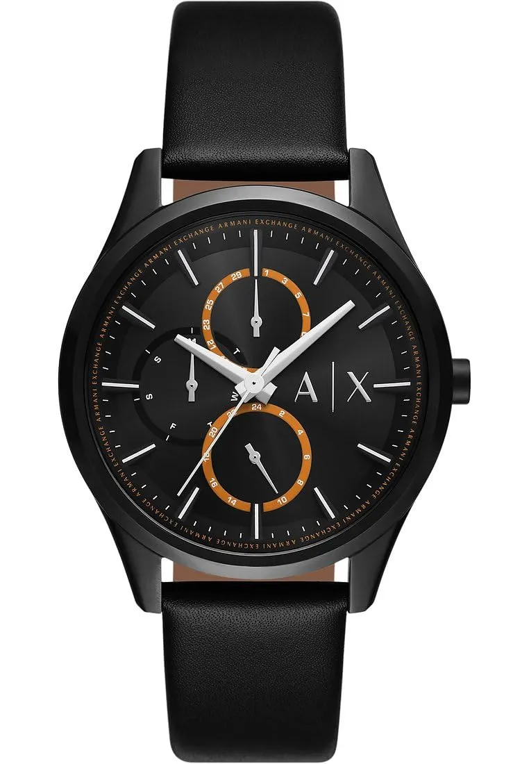 Armani Exchange AX1886 Analog Quartz Watch, Matte Black Leather Strap - immagine 1