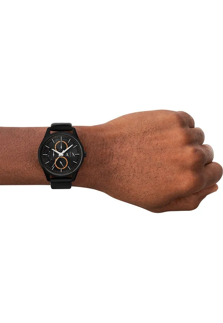 Armani Exchange AX1886 Analog Quartz Watch, Matte Black Leather Strap - immagine 2
