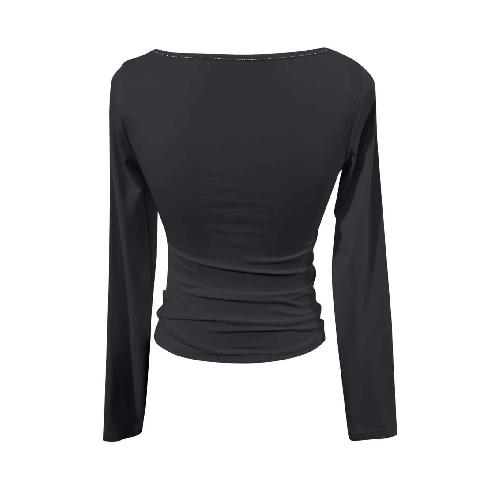 MOKBAY Maglia Slim Fit Manica Lunga Tinta Unita Nero Donna M - immagine 4
