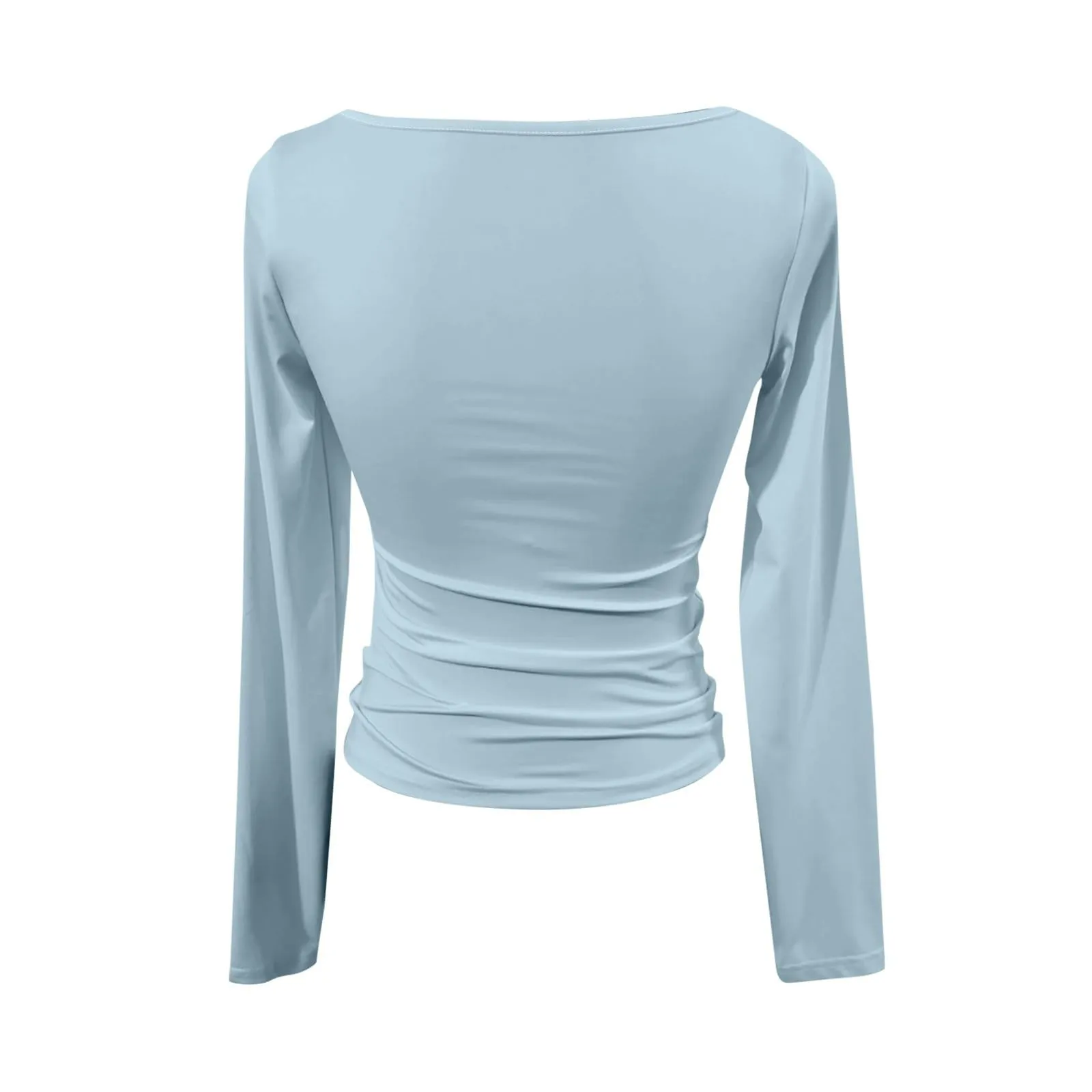 MOKBAY Top Donna Maniche Lunghe Slim Fit Tinta Unita, Taglia L - immagine 5