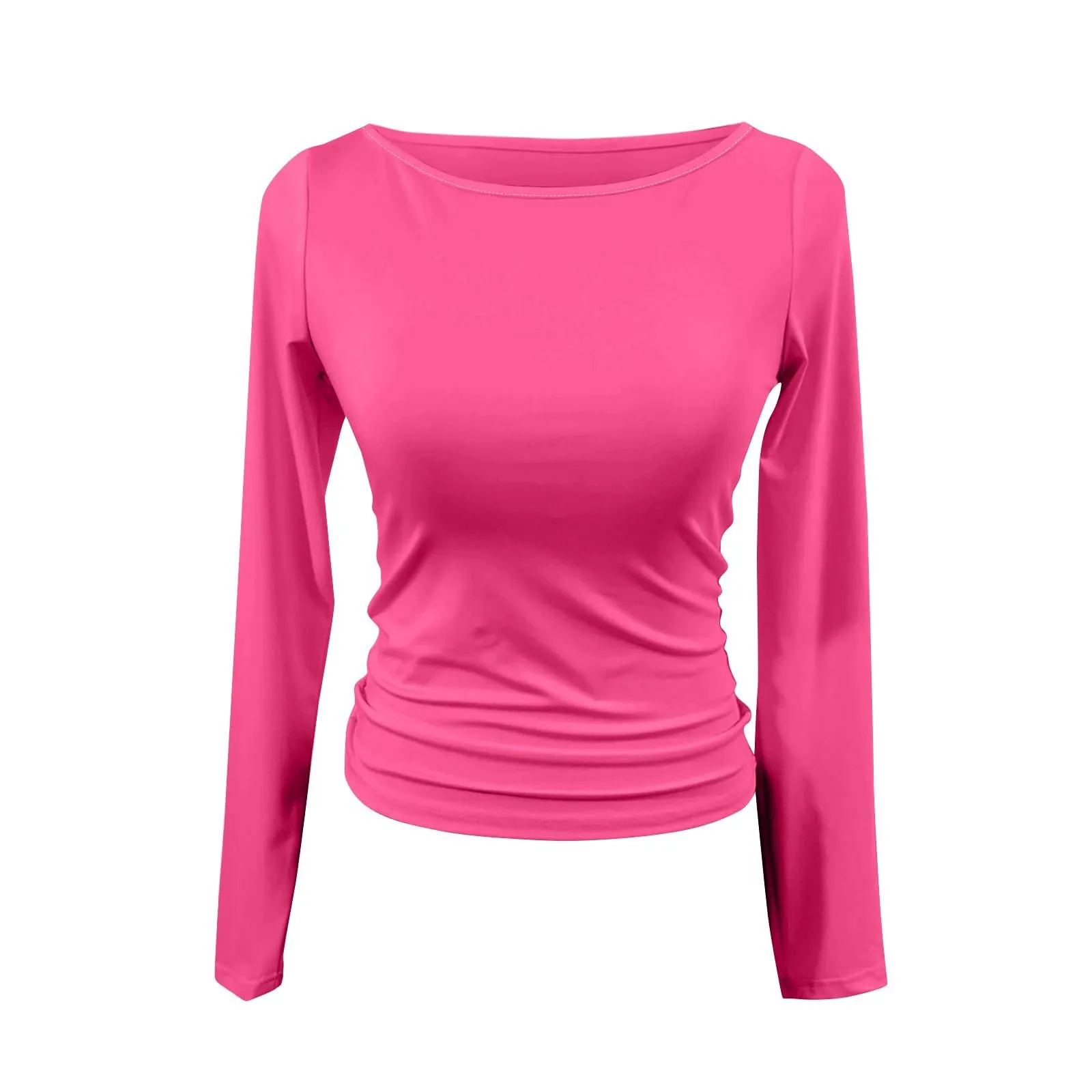MOKBAY Donna Slim Fit Basic Corsetto T-Shirt Manica Lunga Tinta Unita Cotone XS - immagine 5