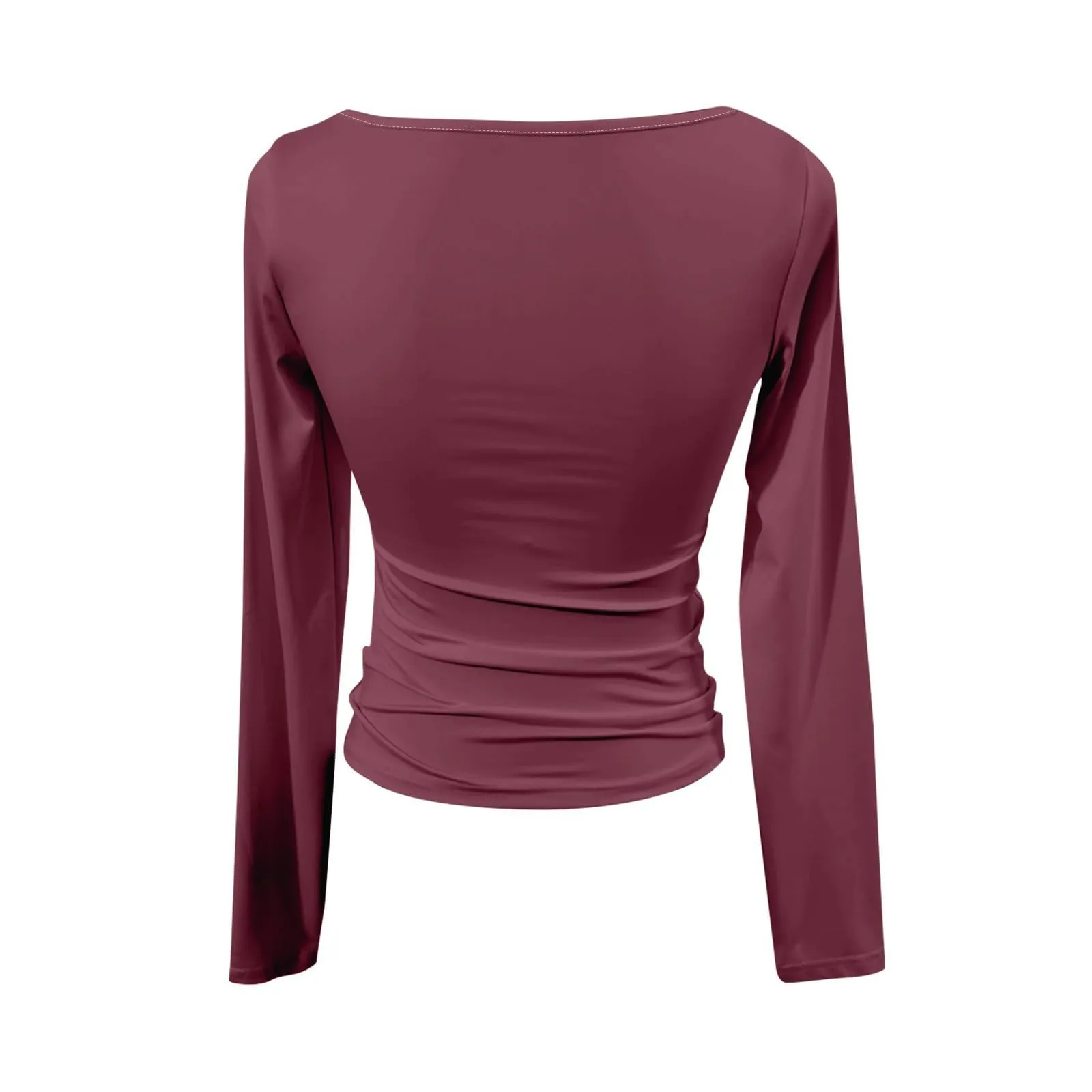 MOKBAY Maglietta Slim Fit Donna in Cotone Manica Lunga Tinta Unita XL - immagine 4