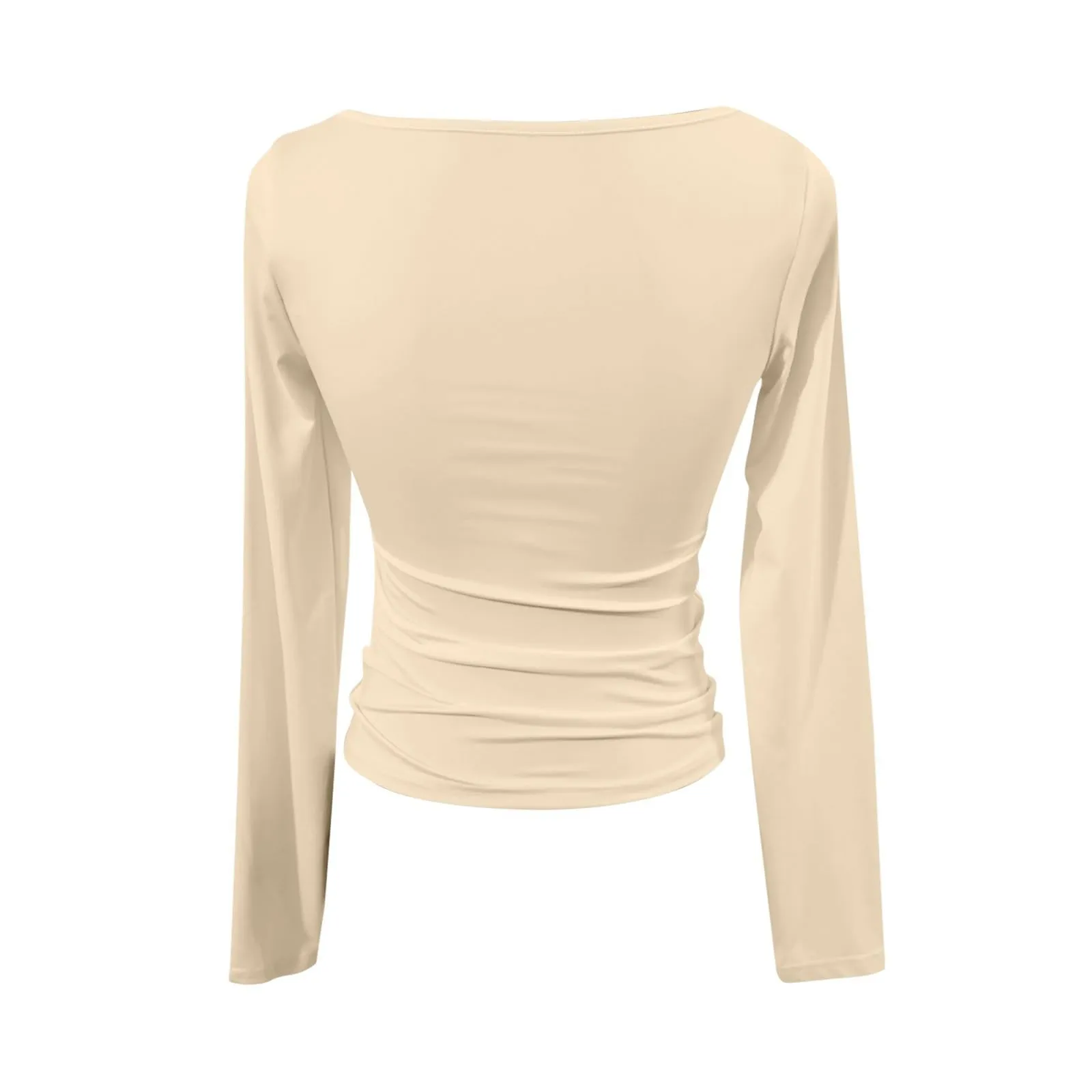 MOKBAY Top Donna Slim Fit Manica Lunga Tinta Unita - Arancione, M - immagine 4