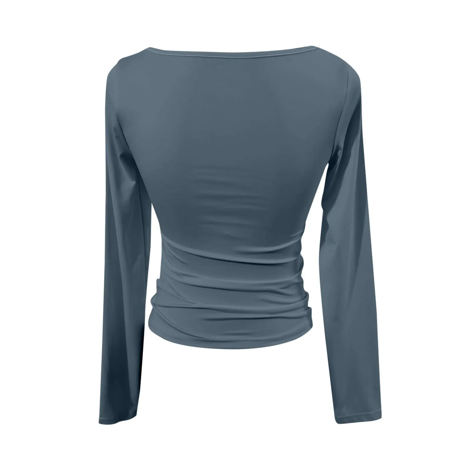 MOKBAY Maglia in Cotone Maniche Lunghe Donna Scollo a Barca Tinta Unita Arancione XS - immagine 5