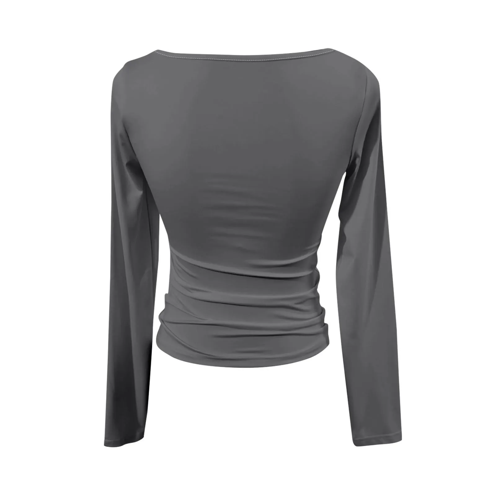 MOKBAY Maglia Donna Manica Lunga in Cotone Tinta Unita XS - immagine 5