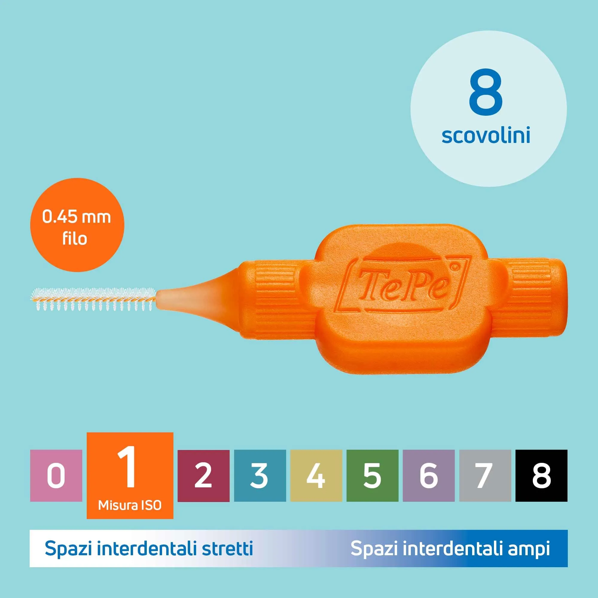 TePe Original Scovolini Interdentali Arancione 0.45mm ISO 1, 8 pz - immagine 3
