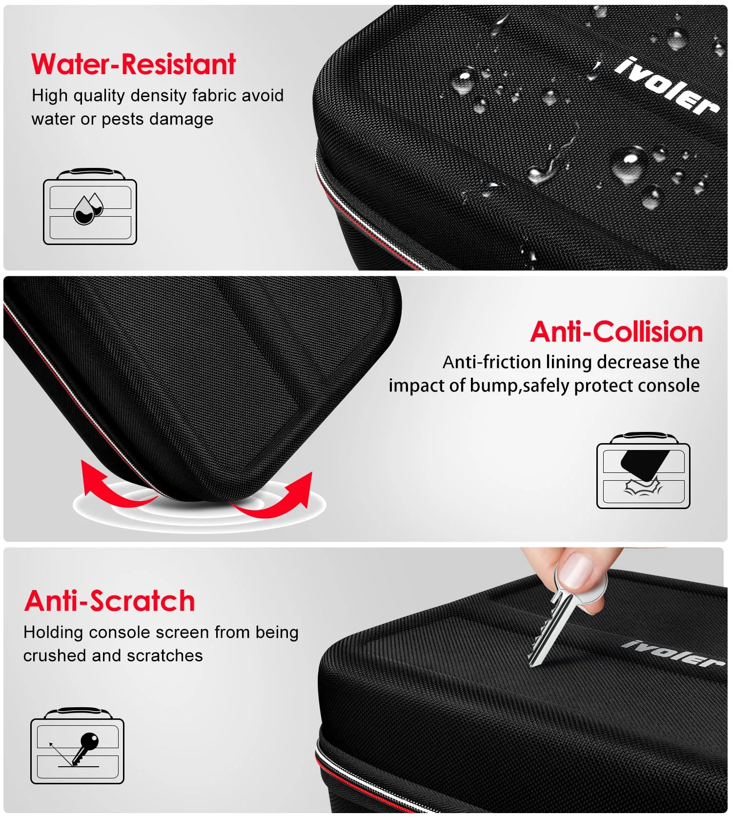 iVoler Custodia di Trasporto Rigida Deluxe per Nintendo Switch, Dock, Caricabatteria, Joy-con Grip e 18 Cartucce di Gioco - Nero - immagine 4