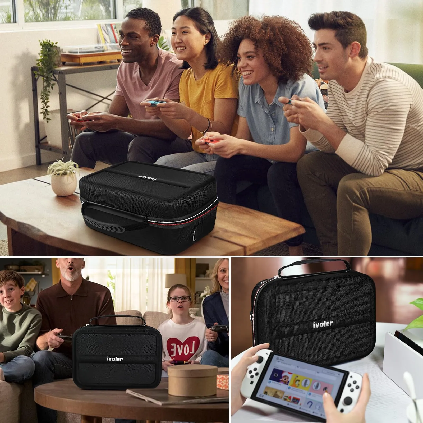 iVoler Custodia di Trasporto Rigida Deluxe per Nintendo Switch, Dock, Caricabatteria, Joy-con Grip e 18 Cartucce di Gioco - Nero - immagine 8