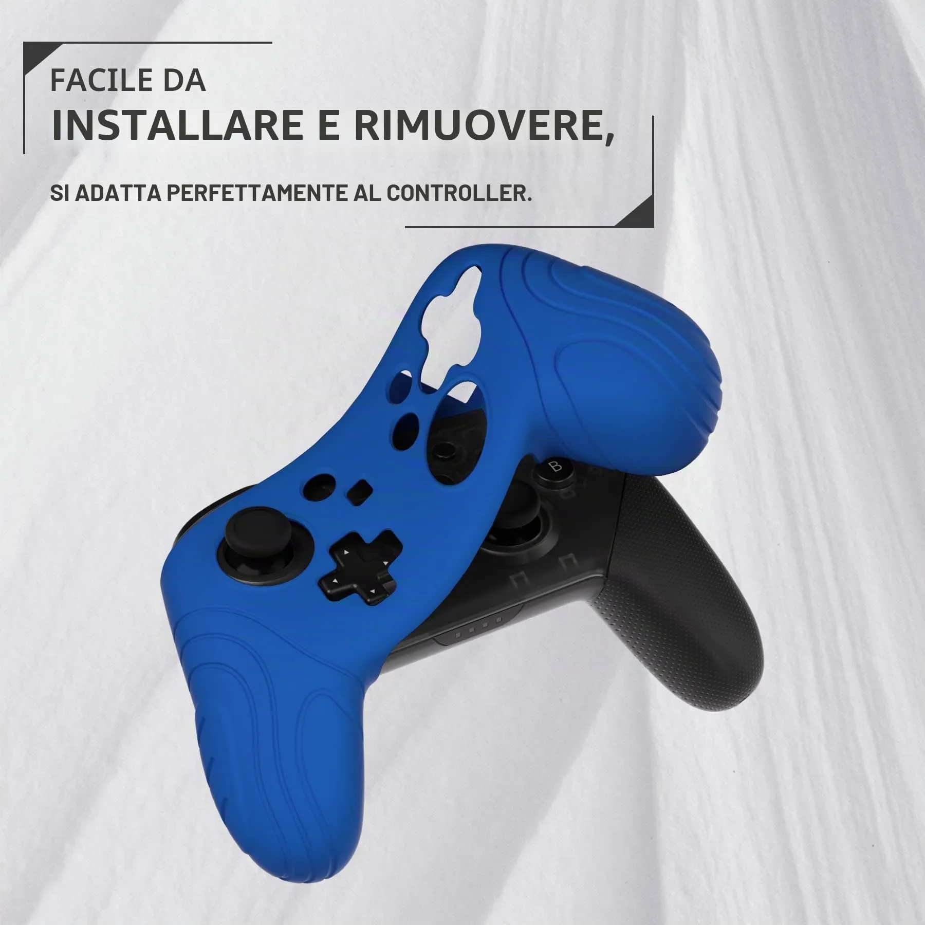 playvital Silicone Cover for Nintendo Switch Pro Controller, Samurai Pattern, Blue - immagine 5