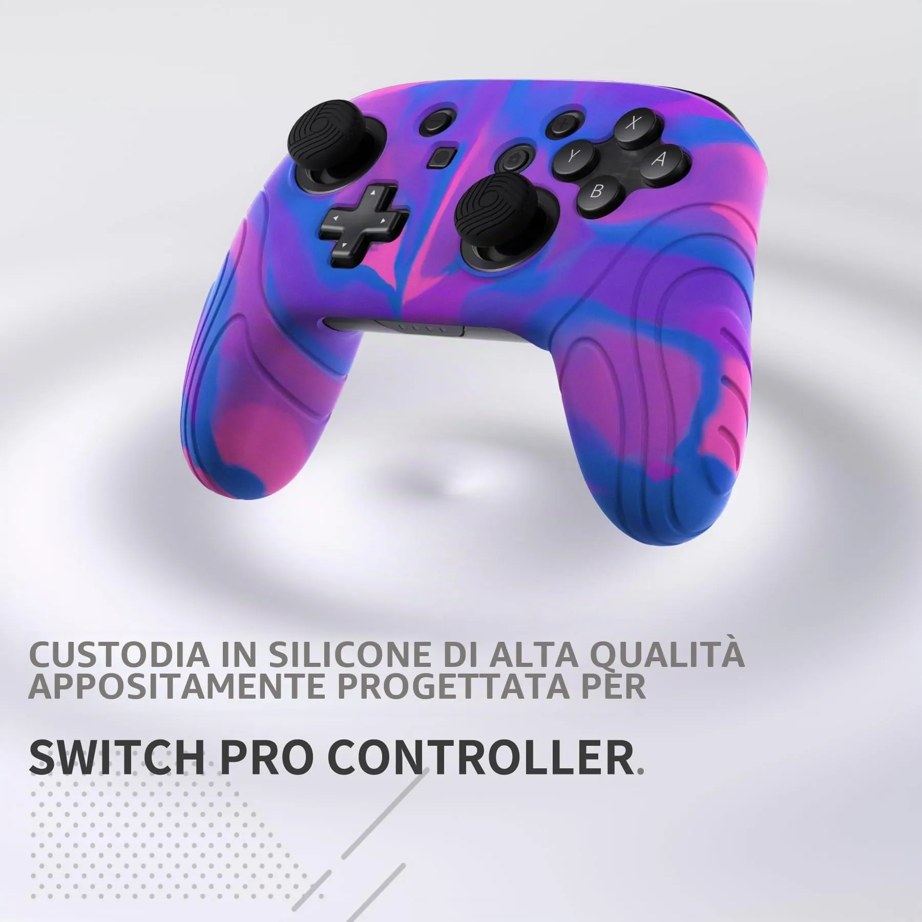 playvital Cover per Nintendo Switch Pro Controller, Rosa Viola Blu - immagine 3