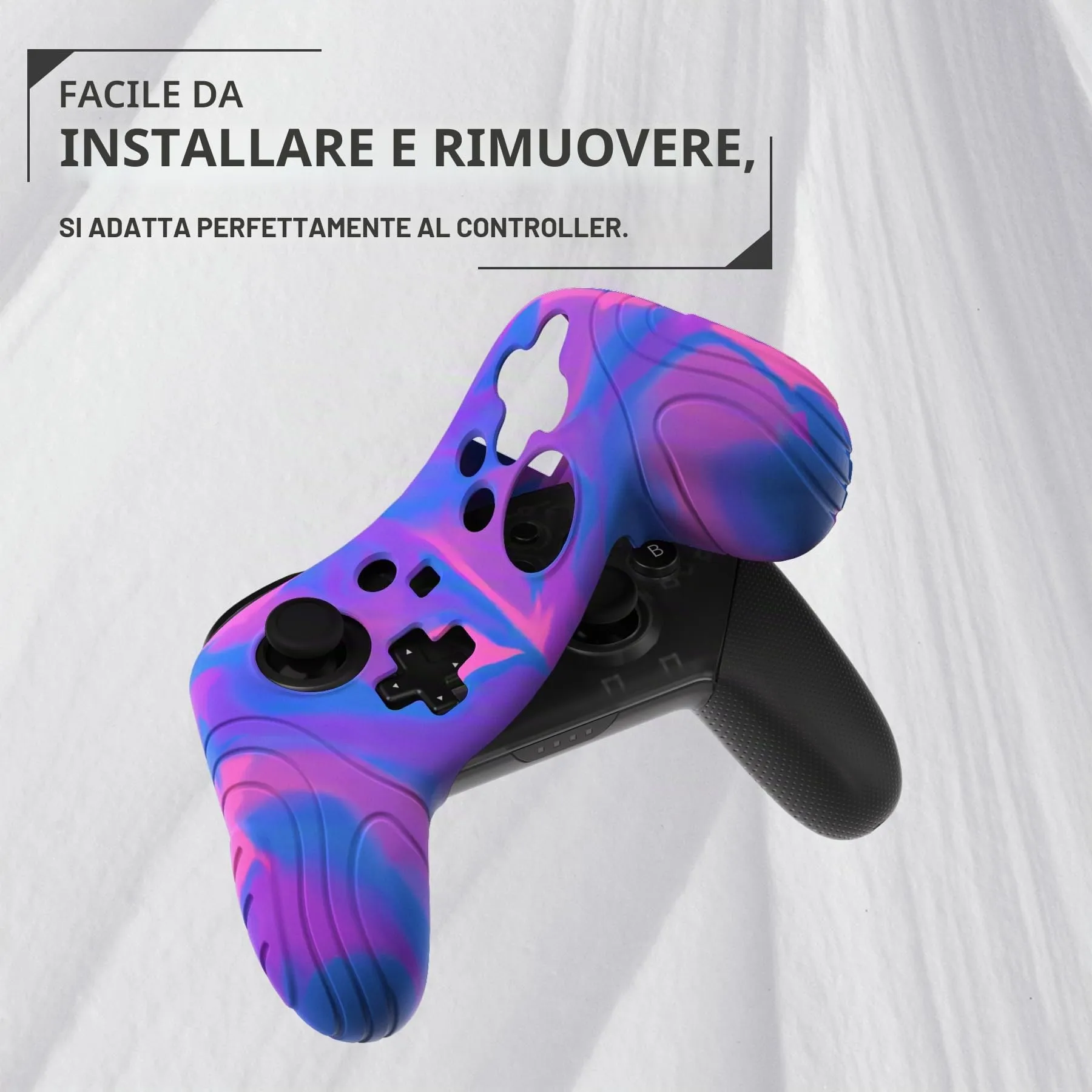 playvital Cover per Nintendo Switch Pro Controller, Rosa Viola Blu - immagine 5