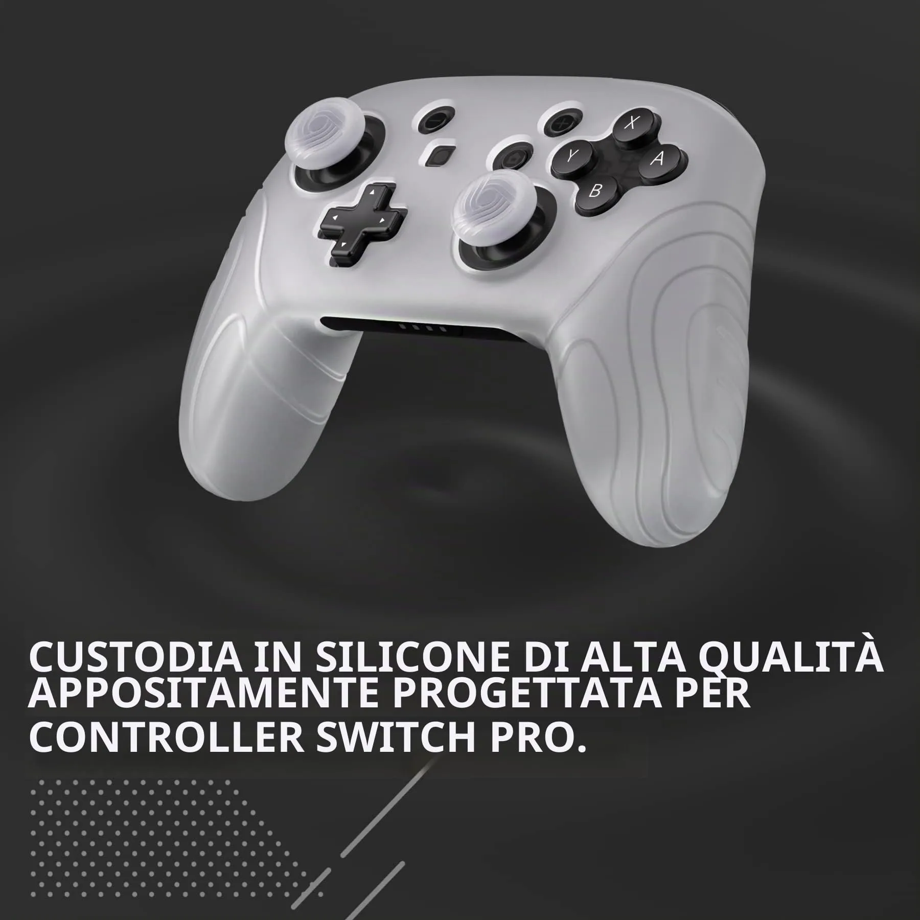 playvital Cover per Nintendo Switch Pro Controller, Trasparente Bianco - immagine 3