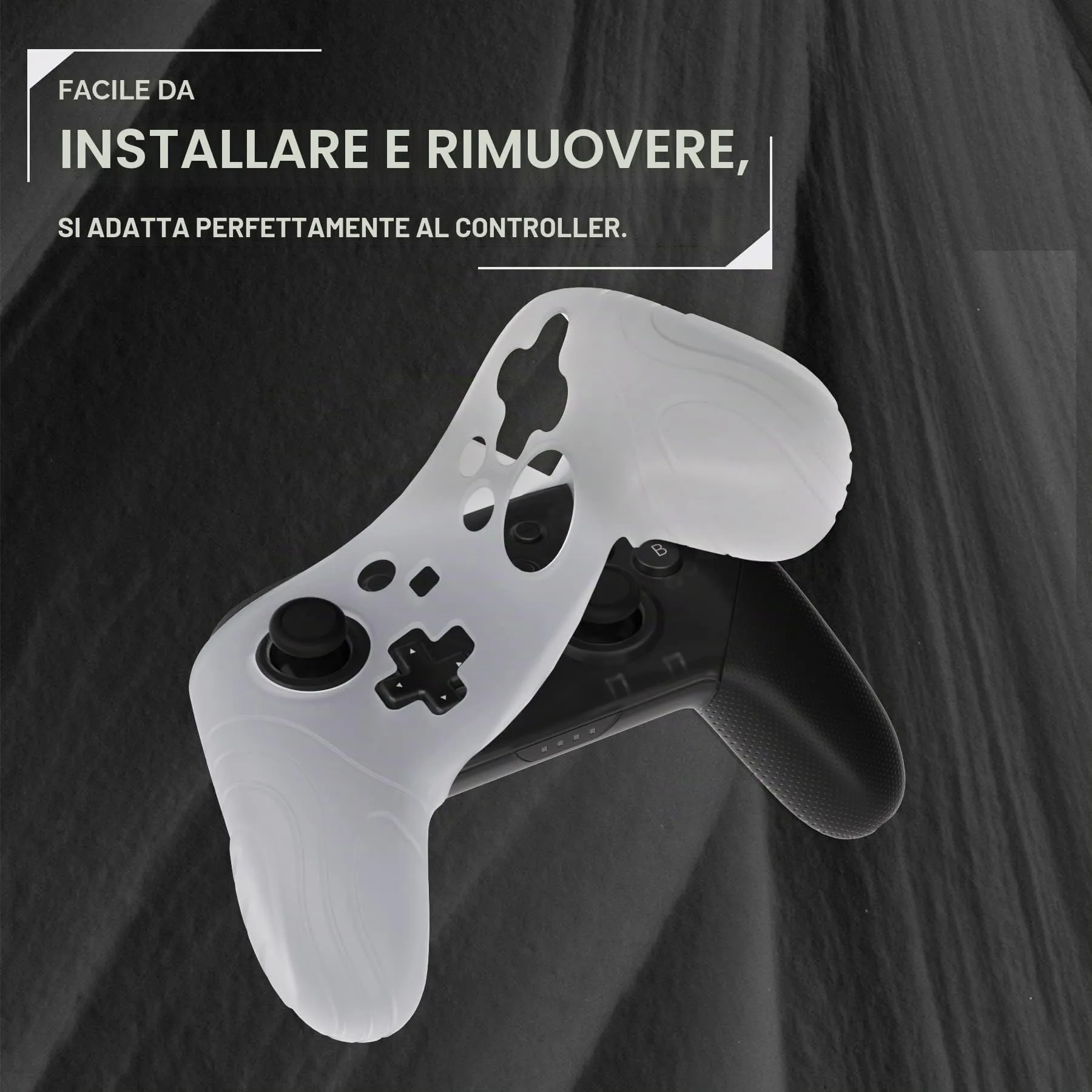 playvital Cover per Nintendo Switch Pro Controller, Trasparente Bianco - immagine 5