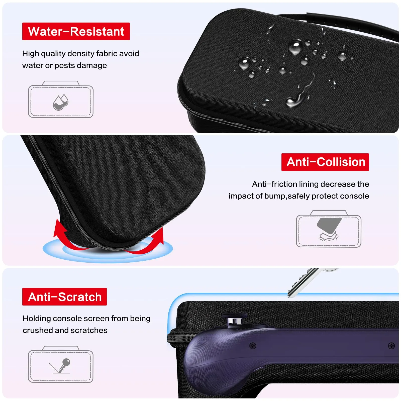 iVoler Custodia Protettiva per ASUS ROG Ally / ROG Ally X, Borsa da Trasporto Antiurto con Scomparto per Caricabatterie e 8 Slot Micro SD - Nero - immagine 6