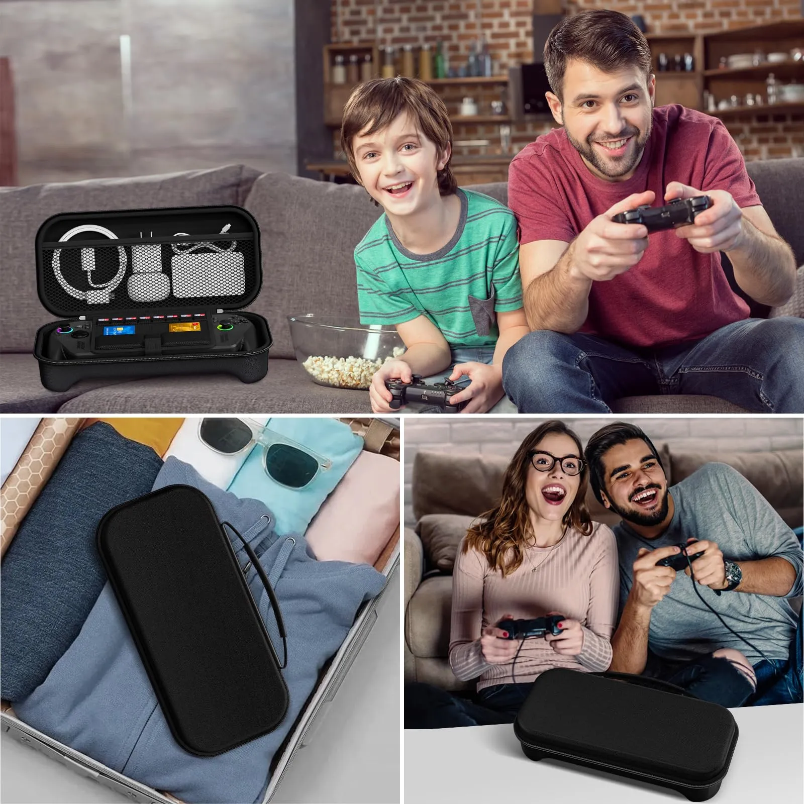 iVoler Custodia Protettiva per ASUS ROG Ally / ROG Ally X, Borsa da Trasporto Antiurto con Scomparto per Caricabatterie e 8 Slot Micro SD - Nero - immagine 7