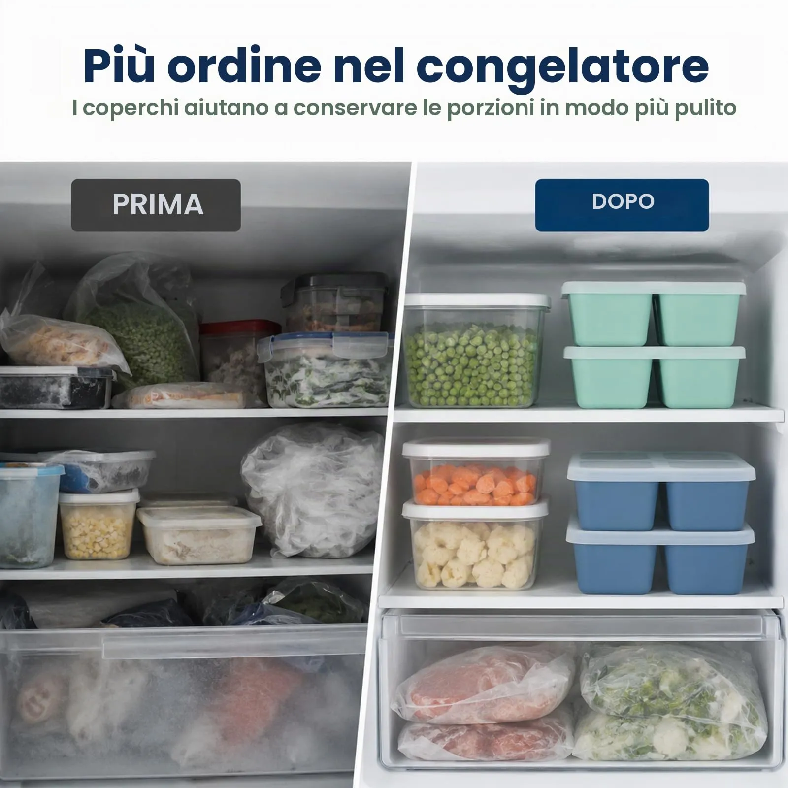 Iyxeo Stampi freezer in silicone con coperchi, 2 pezzi, 4×200 ml - immagine 3