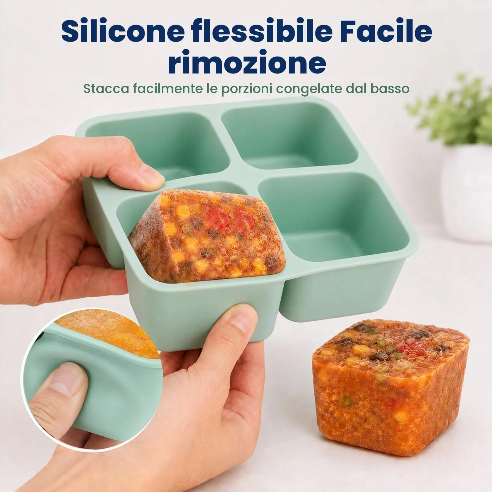 Iyxeo Stampi freezer in silicone con coperchi, 2 pezzi, 4×200 ml - immagine 5