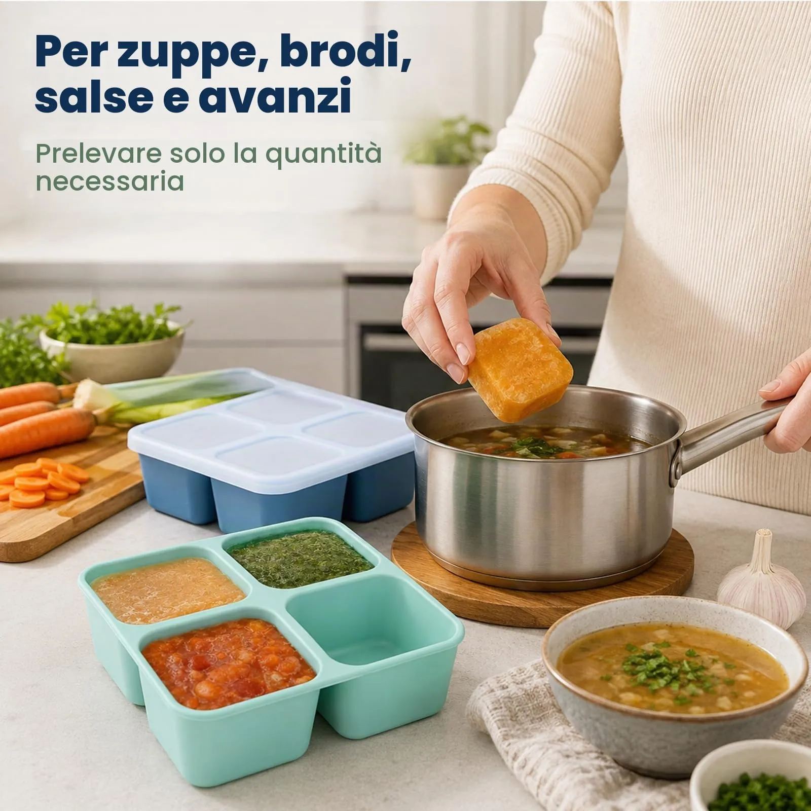 Iyxeo Stampi freezer in silicone con coperchi, 2 pezzi, 4×200 ml - immagine 6