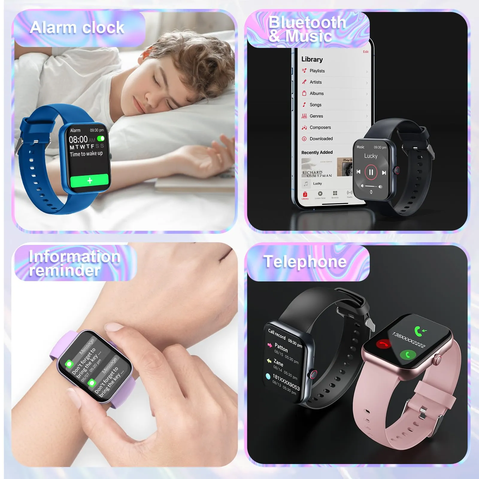 PTHTECHUS S80K Smartwatch Fitness 1.83" per Bambini e Adolescenti 8-16, 25 Modalità Sportive, Monitoraggio Frequenza Cardiaca e Sonno, Bluetooth, Purple - immagine 4