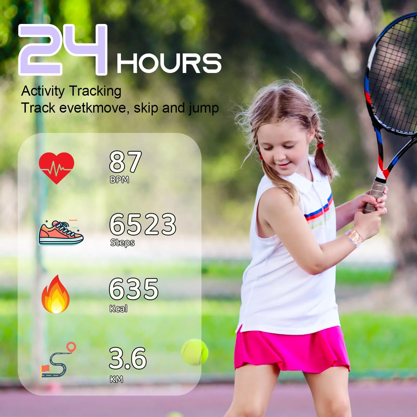 PTHTECHUS S80K Smartwatch Fitness 1.83" per Bambini e Adolescenti 8-16, 25 Modalità Sportive, Monitoraggio Frequenza Cardiaca e Sonno, Bluetooth, Purple - immagine 5