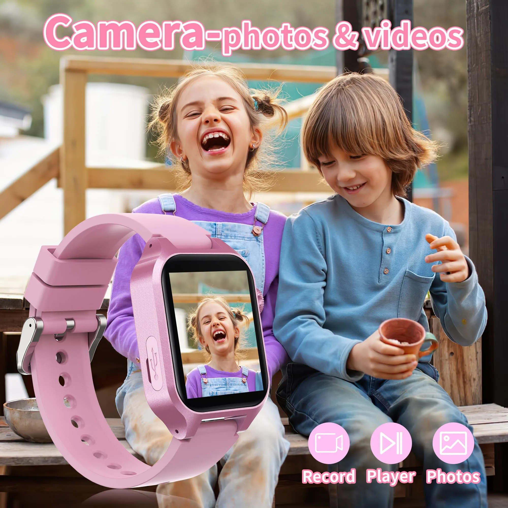 Moikmlih Smartwatch per Bambini con 32 Giochi, Fotocamera, 3 Modalità Sportive, Contapassi e 22 Sfondi Animati - immagine 4