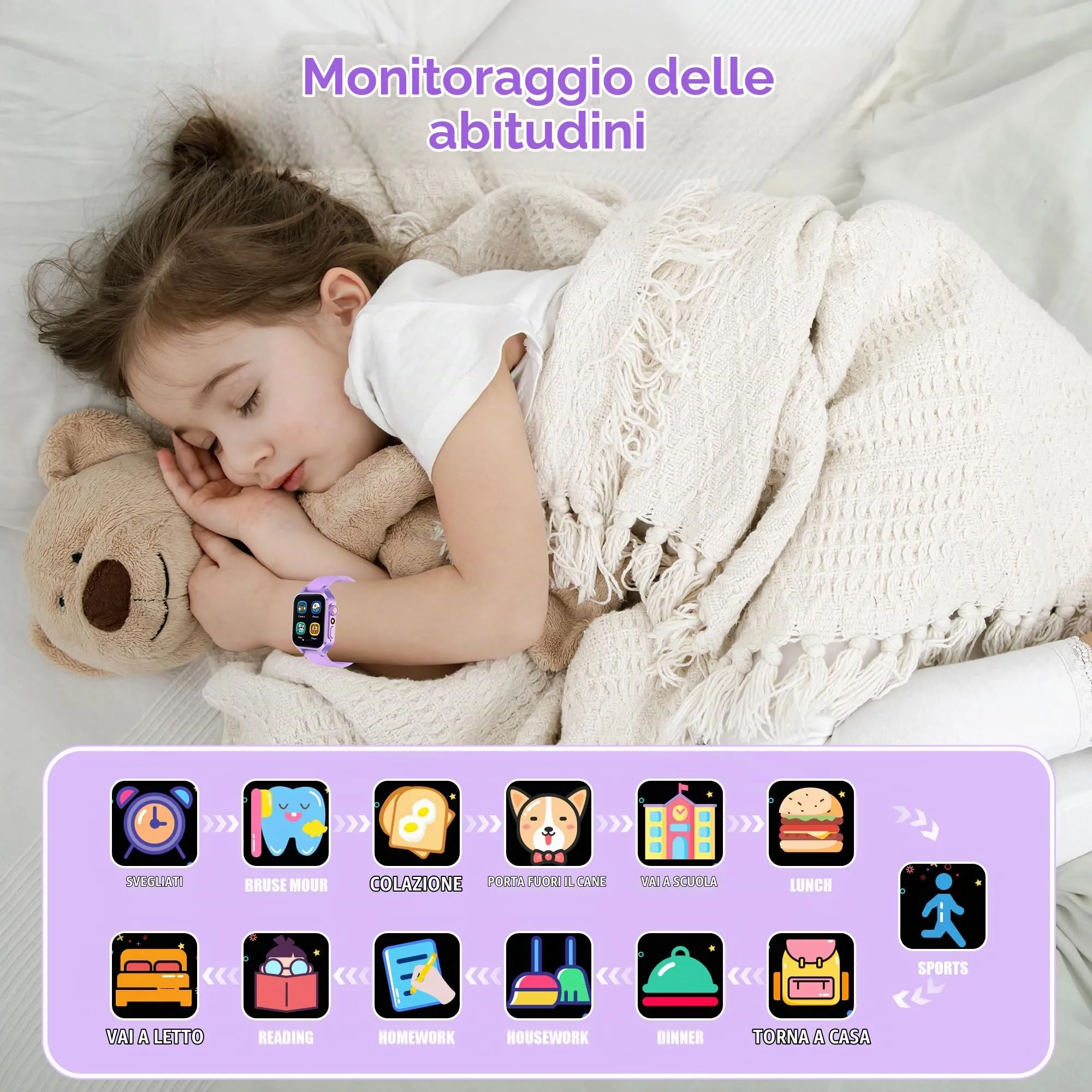Moikmlih Smartwatch per Bambini con 32 Giochi, Fotocamera, 3 Modalità Sportive, Contapassi, Audiobook e Sveglia - immagine 2