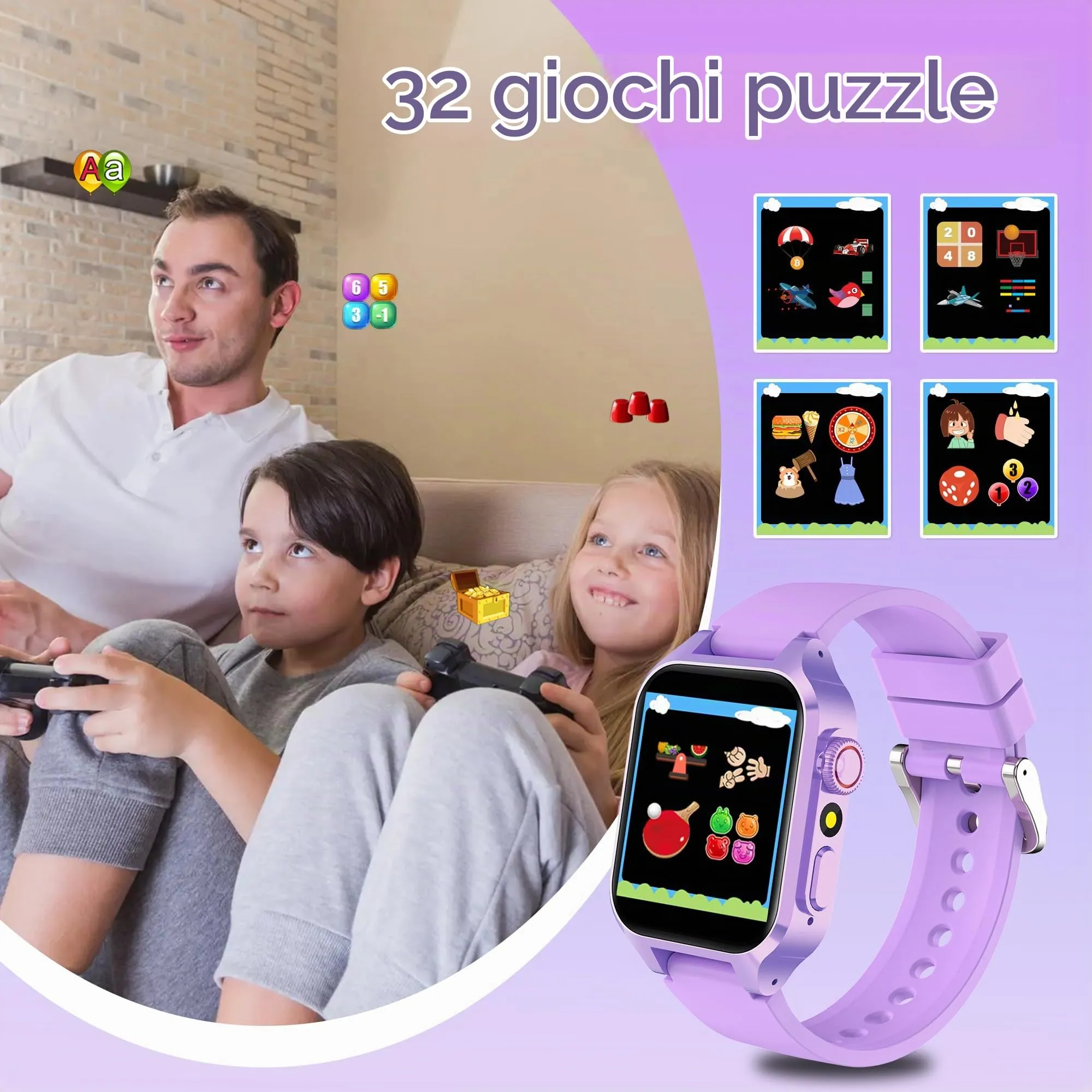Moikmlih Smartwatch per Bambini con 32 Giochi, Fotocamera, 3 Modalità Sportive, Contapassi, Audiobook e Sveglia - immagine 5
