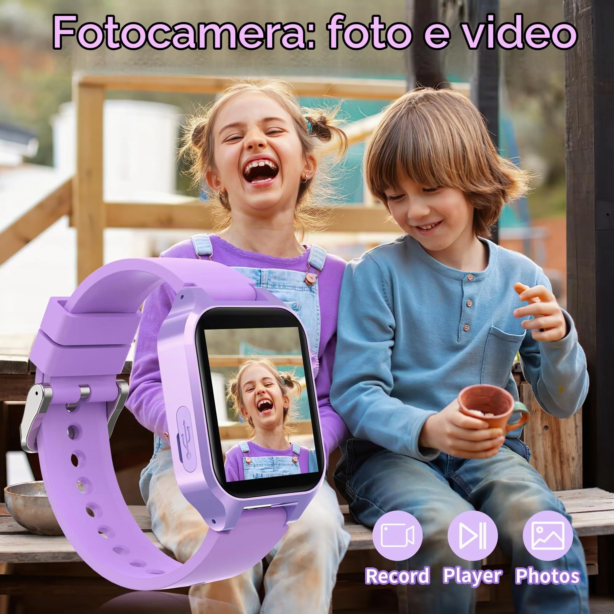 Moikmlih Smartwatch per Bambini con 32 Giochi, Fotocamera, 3 Modalità Sportive, Contapassi, Audiobook e Sveglia - immagine 6