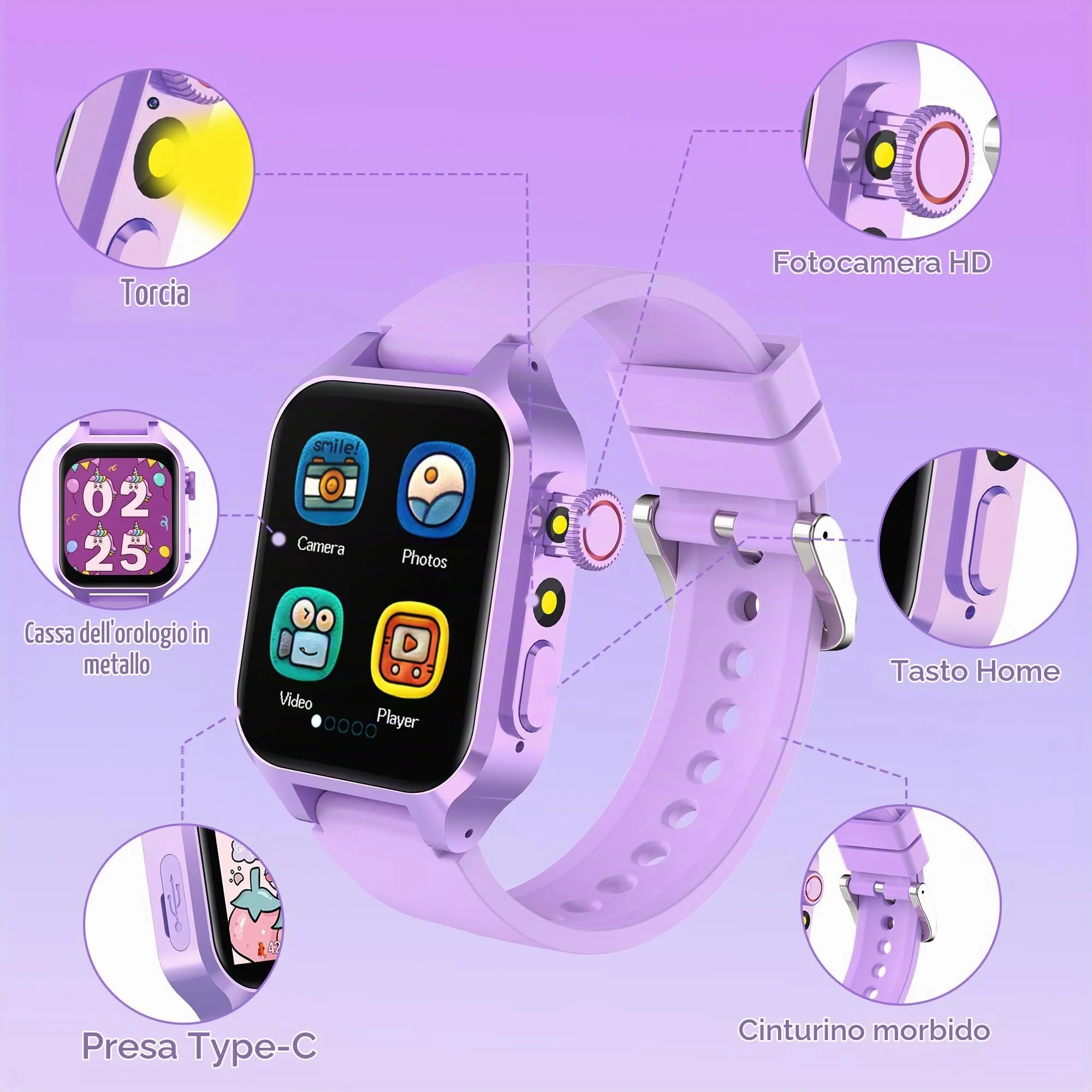Moikmlih Smartwatch per Bambini con 32 Giochi, Fotocamera, 3 Modalità Sportive, Contapassi, Audiobook e Sveglia - immagine 7