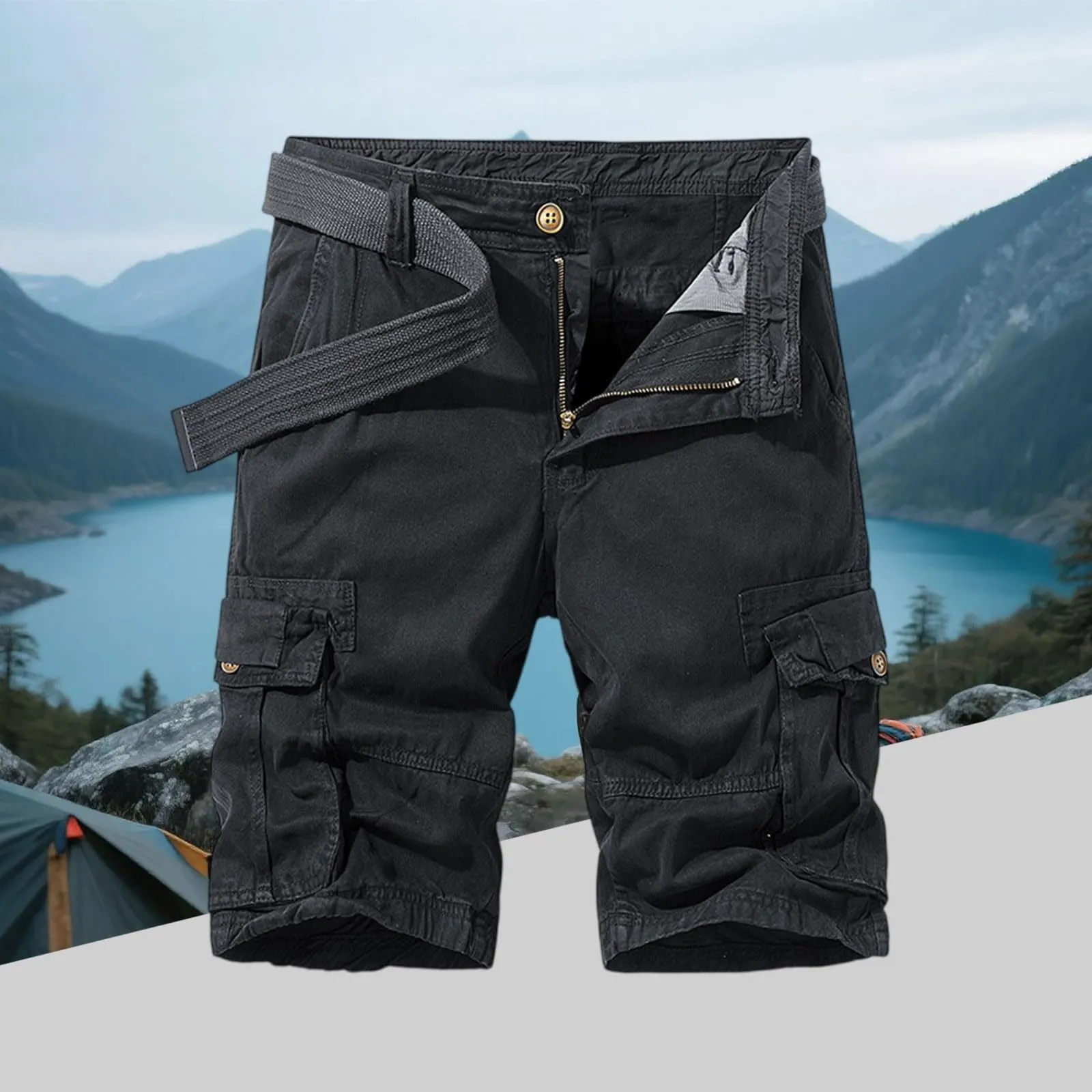 Generico Bermuda in Cotone Uomo Pantaloncini Cargo Tattici da Lavoro Estivi, XXL - immagine 3