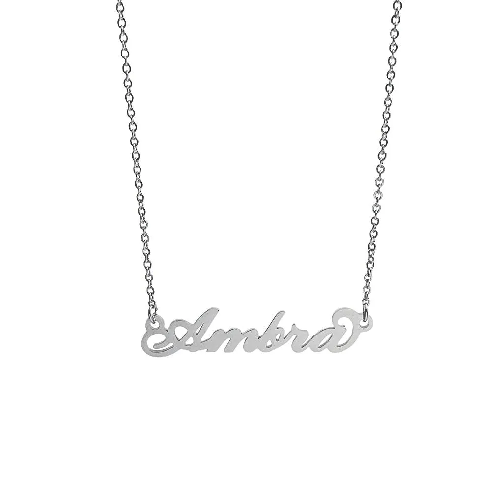 Argento e dintorni Collana in acciaio inossidabile con nome personalizzato, colore argento (Ambra) - immagine 1