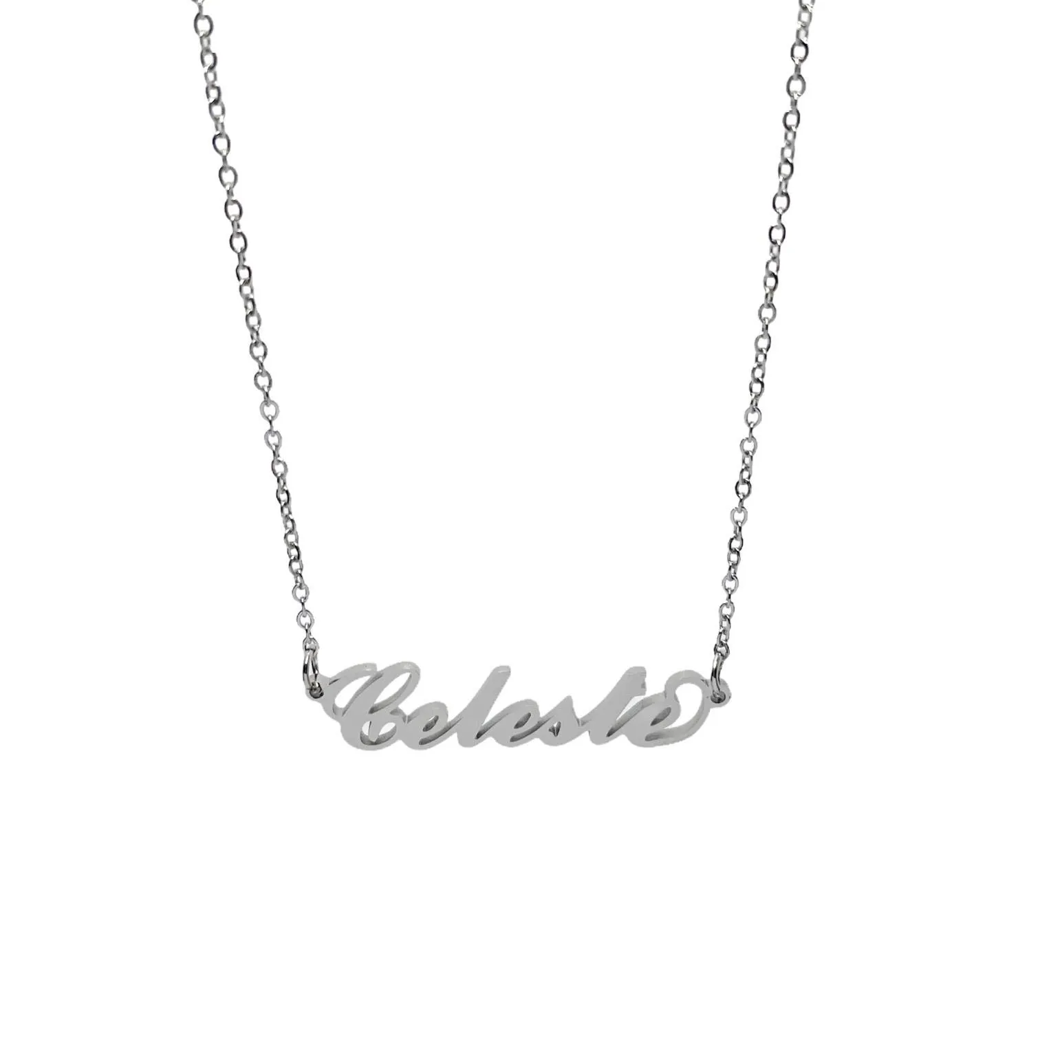 Argento e dintorni Collana in acciaio personalizzata con nome, colore argento (Celeste) - immagine 1