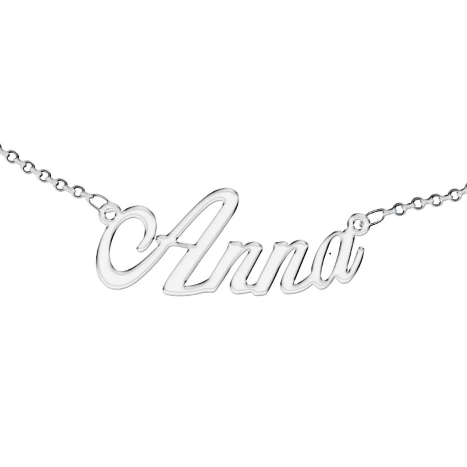 Zuffetti Collana da donna personalizzata con nome in acciaio inossidabile argento, 32 cm - immagine 1