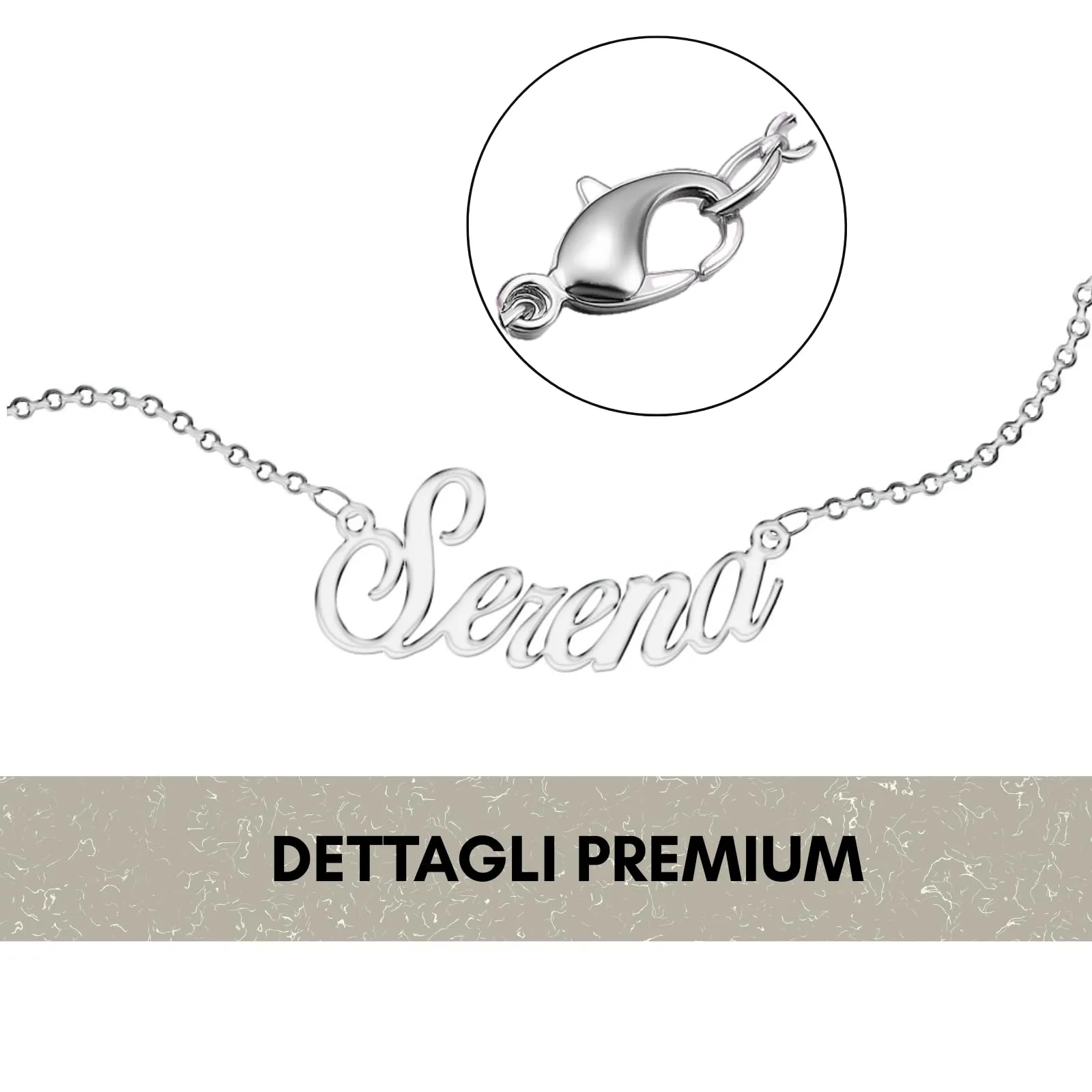 Zuffetti Collana da donna personalizzata con nome in acciaio inossidabile anallergico, argento - immagine 3