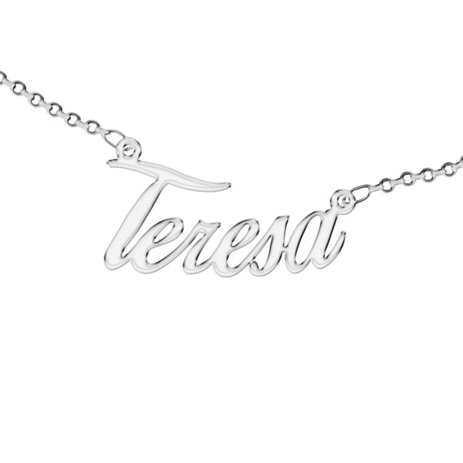 Zuffetti Collana Personalizzata con Nome in Acciaio Inossidabile, Colore Argento (Teresa) - immagine 1