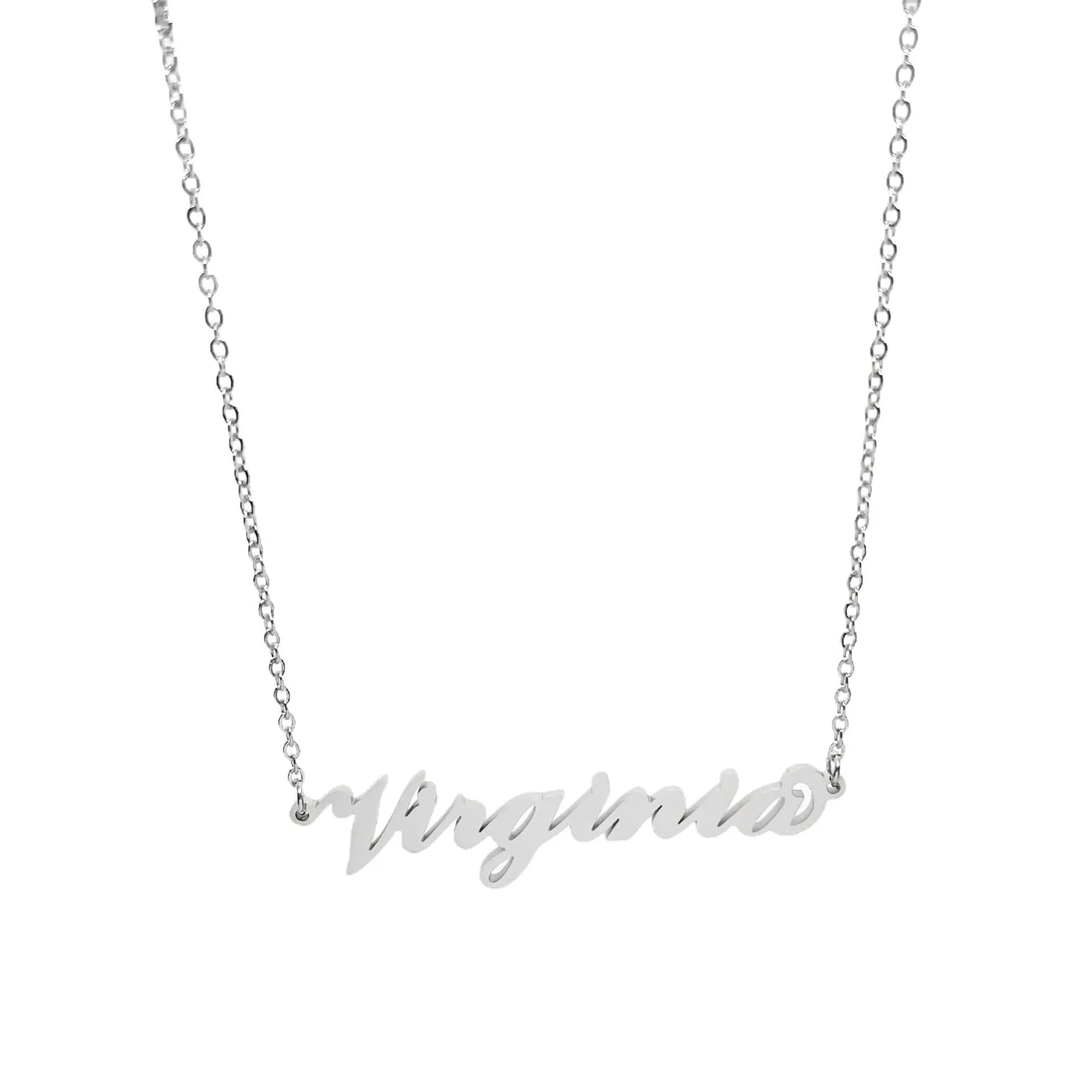 Argento e dintorni Collana con nome Virginia in acciaio inossidabile argento regolabile - immagine 1