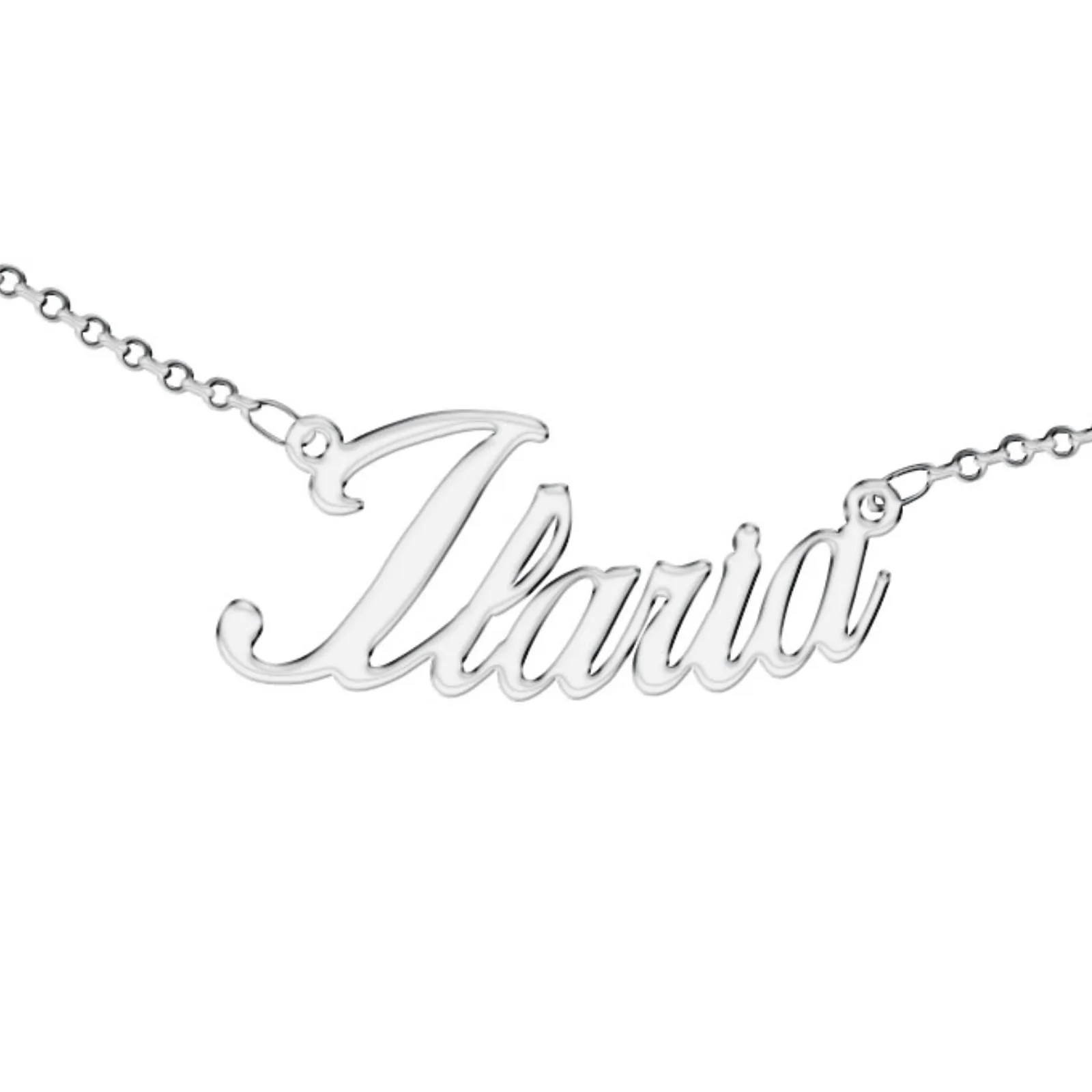 Zuffetti Collana da donna personalizzata con nome in acciaio inossidabile, argento, 32 cm - immagine 1