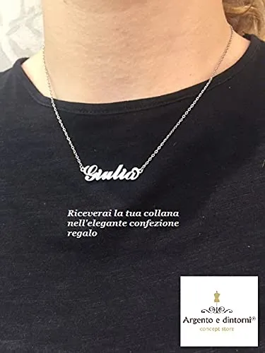 Argento e dintorni Collana in acciaio inossidabile personalizzata Alice, colore argento, 40 cm - immagine 5