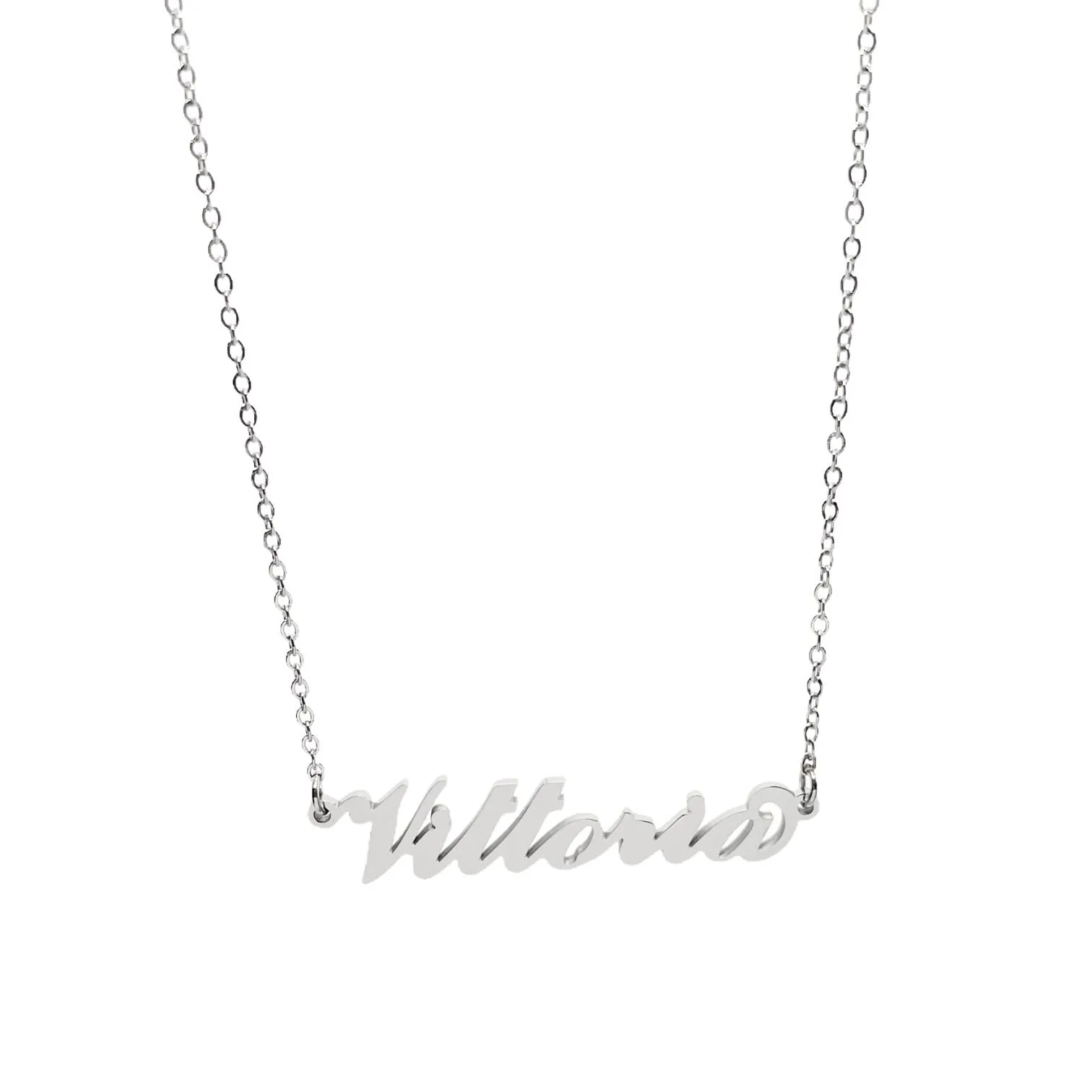 Argento e dintorni Collana in acciaio inossidabile con nome Vittoria, colore argento, 40 cm - immagine 1
