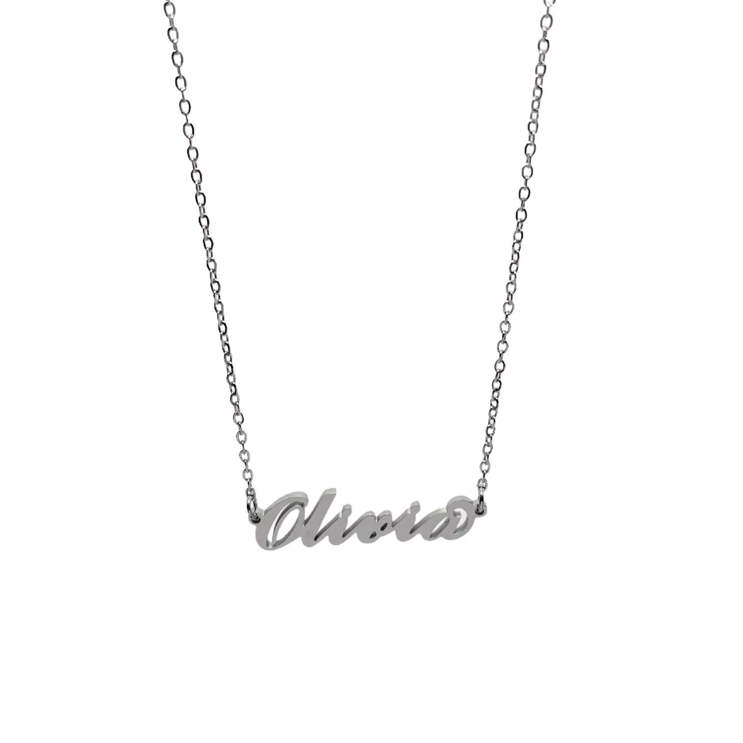 Argento e dintorni Collana in acciaio inossidabile personalizzata Olivia, colore argento, 40 cm - immagine 1