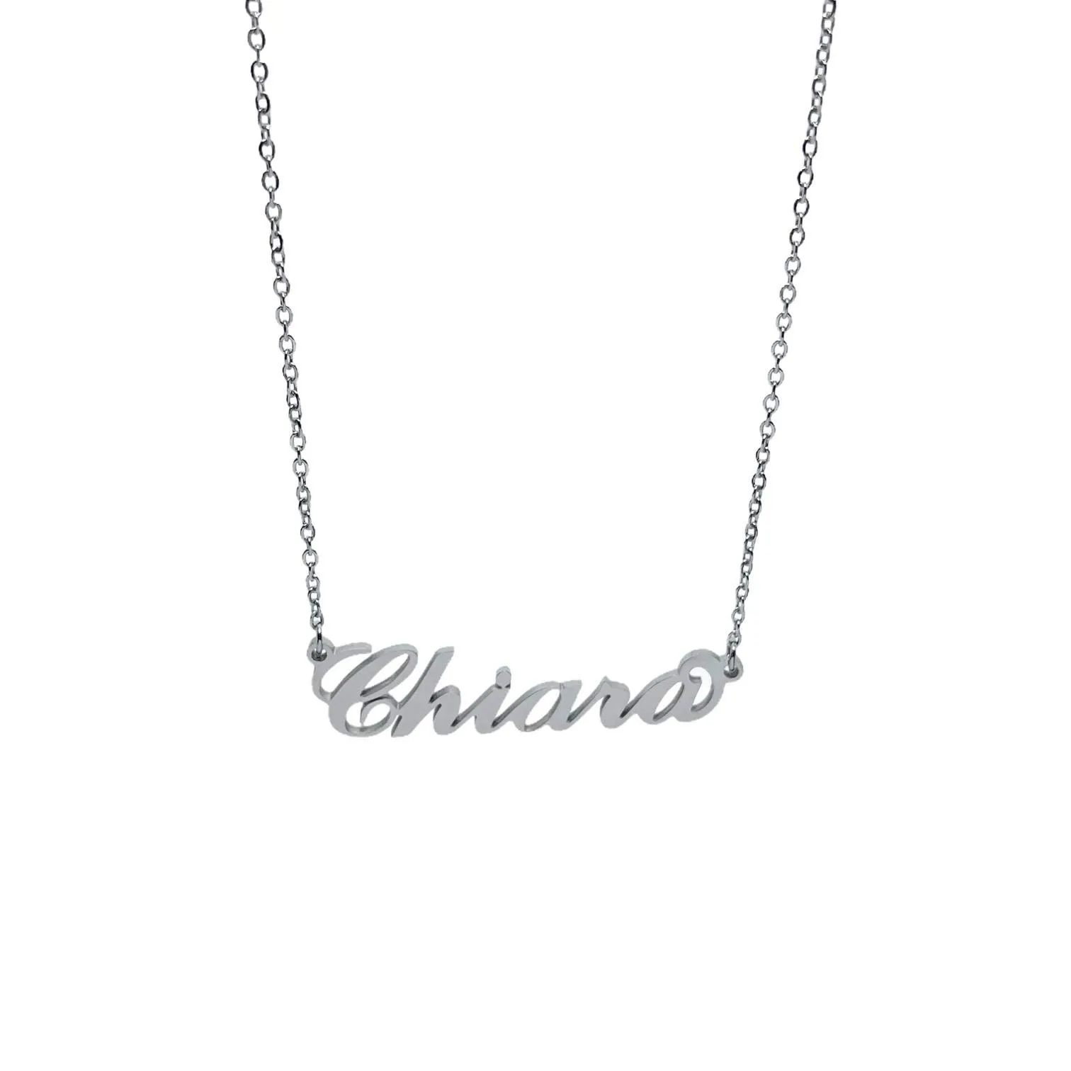 Argento e dintorni Collana in acciaio inossidabile personalizzata con nome Chiara, colore argento, 40 cm - immagine 1