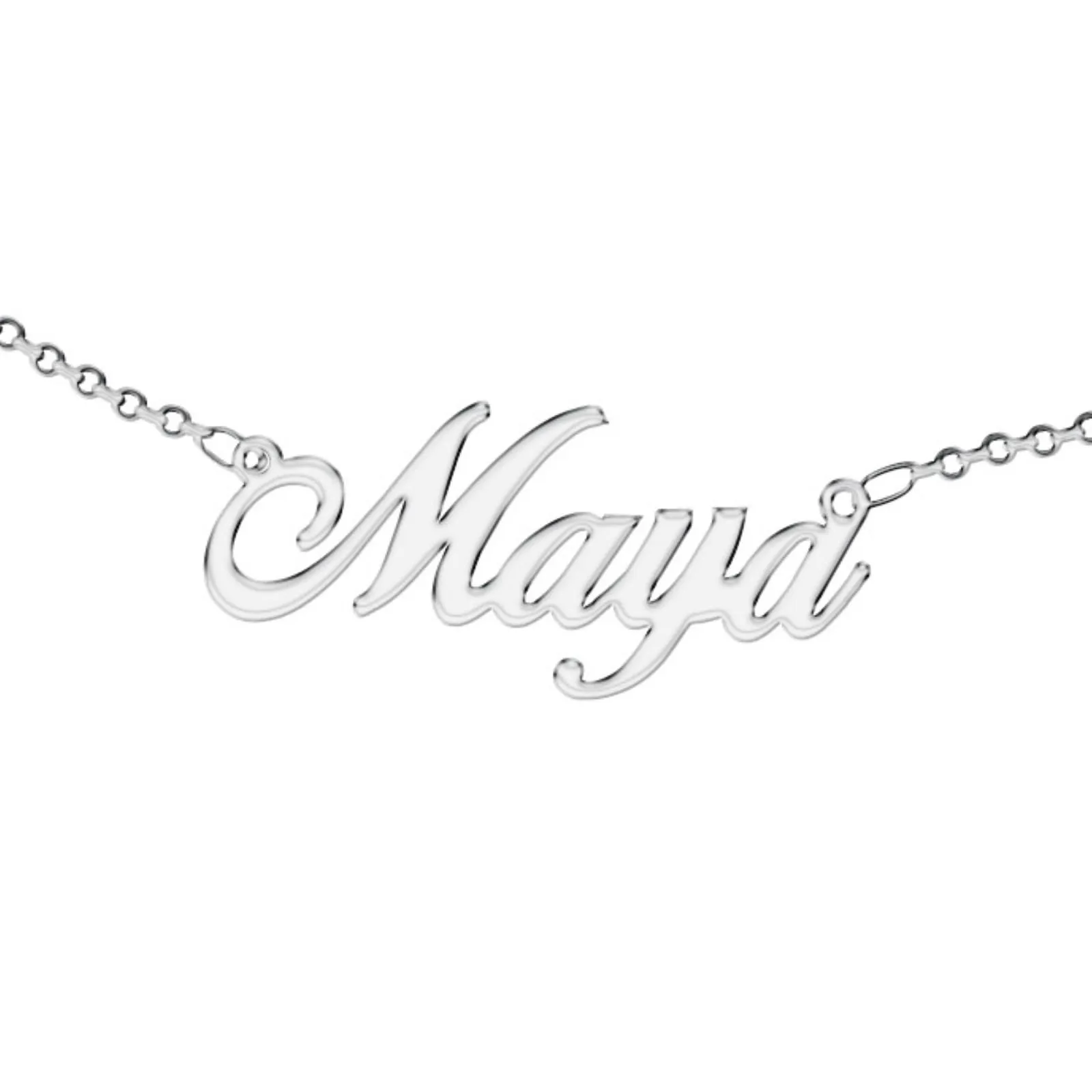 Zuffetti Collana in Acciaio Inossidabile con Nome Maya, Argento, 32 cm - immagine 1