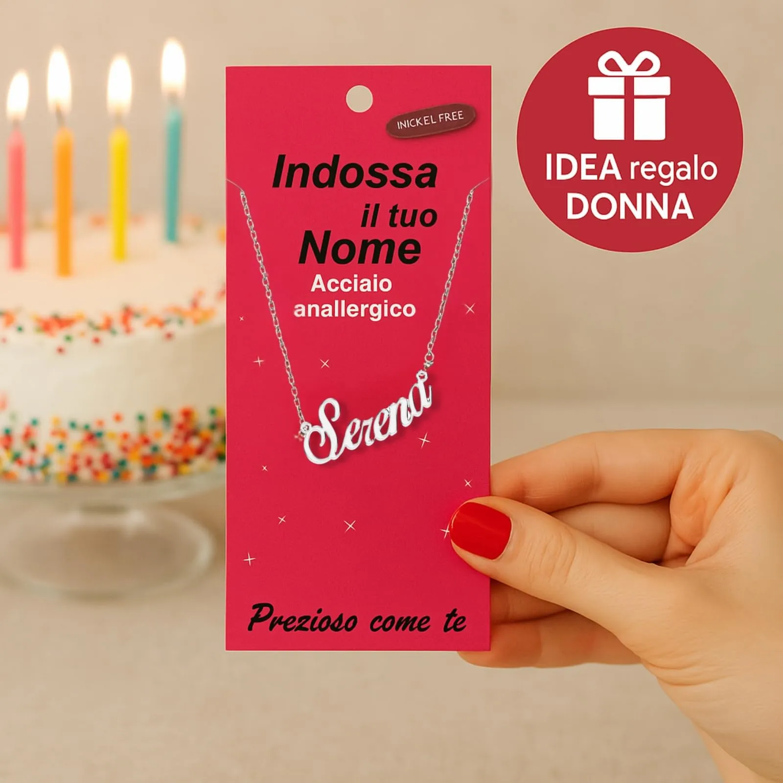 Zuffetti Collana in Acciaio Inossidabile con Nome Maya, Argento, 32 cm - immagine 6