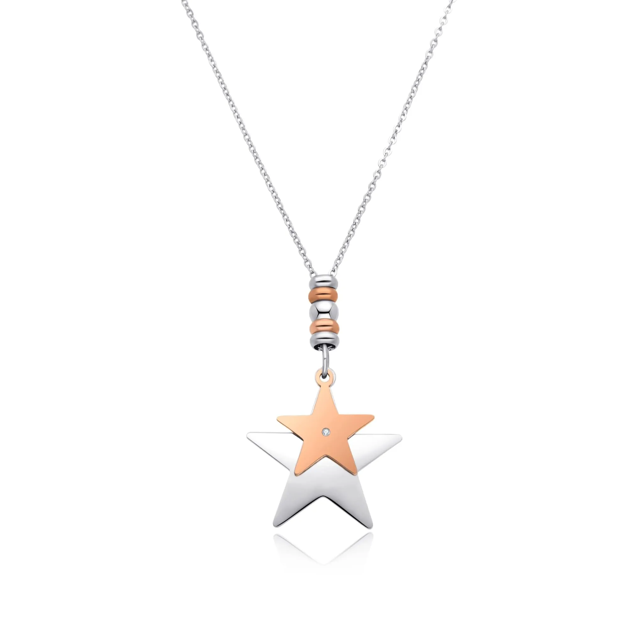 Dada Gioielli Collana Donna Portafortuna Quadrifoglio Stella Cuore con Zircone 45+5 cm (Stella) - immagine 1