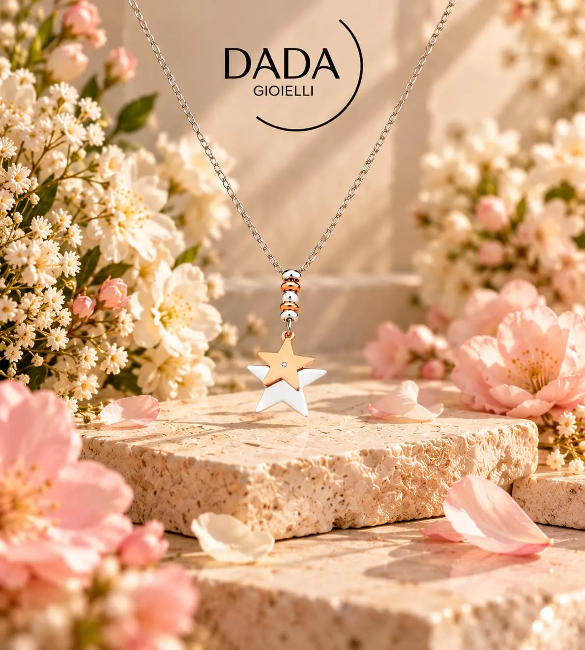 Dada Gioielli Collana Donna Portafortuna Quadrifoglio Stella Cuore con Zircone 45+5 cm (Stella) - immagine 3