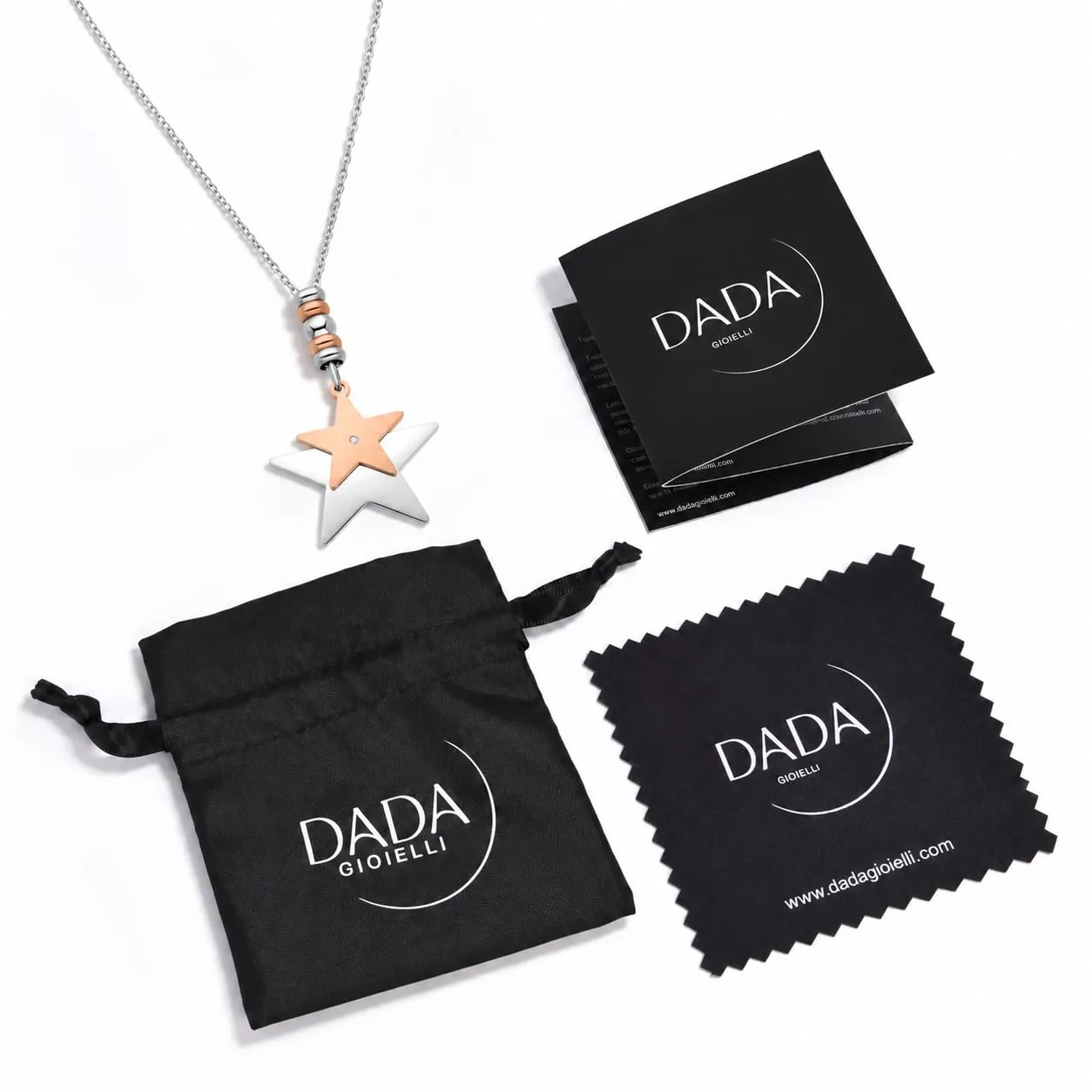 Dada Gioielli Collana Donna Portafortuna Quadrifoglio Stella Cuore con Zircone 45+5 cm (Stella) - immagine 7