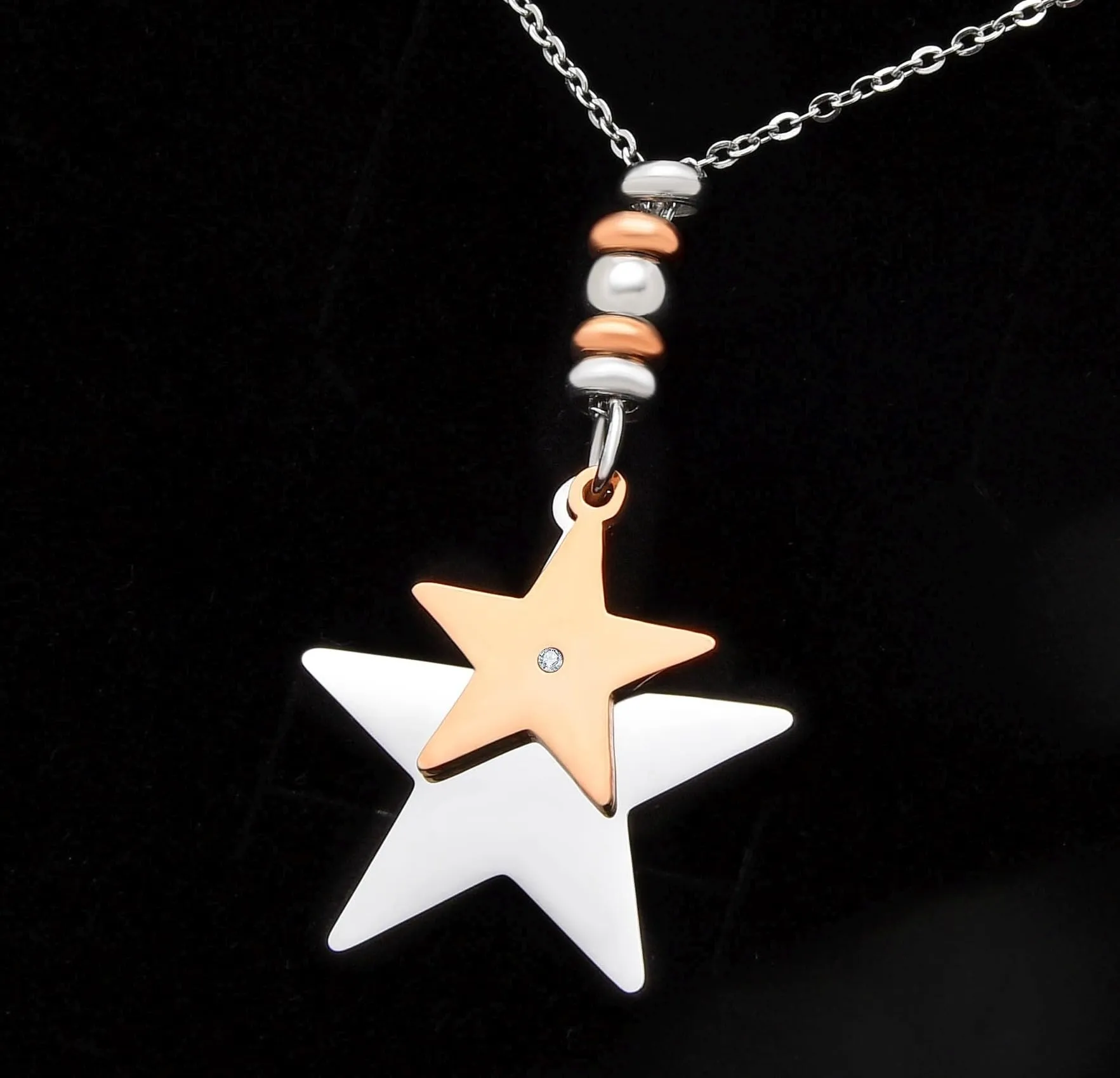 Dada Gioielli Collana Donna Portafortuna Quadrifoglio Stella Cuore con Zircone 45+5 cm (Stella) - immagine 8