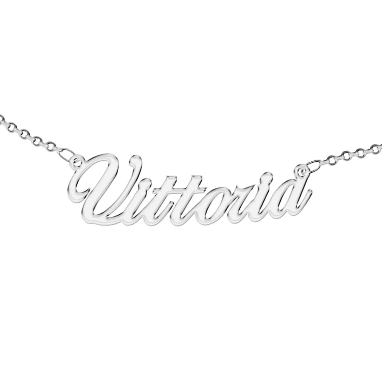 Zuffetti Collana in Acciaio Inossidabile con Nome Vittoria, Argento, 42 cm - immagine 1